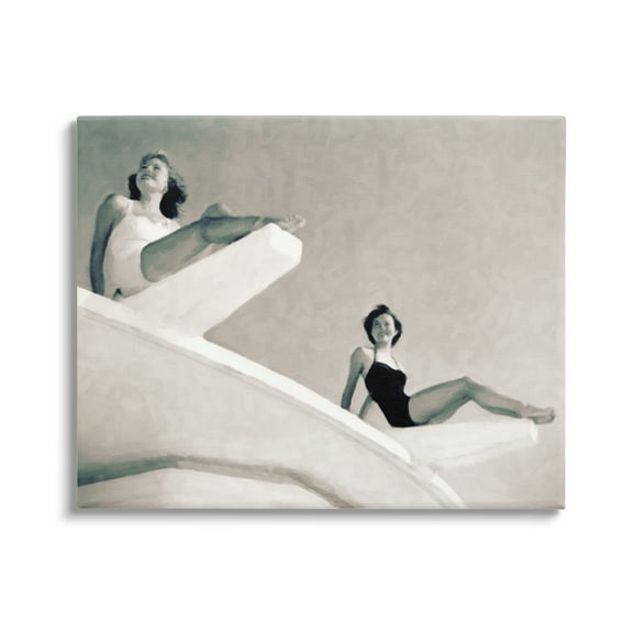 Stupell Industries Girls on Diving Boards Novelty Photography Gallery Wrapped Canvas Print Wall Art, 20 x 16