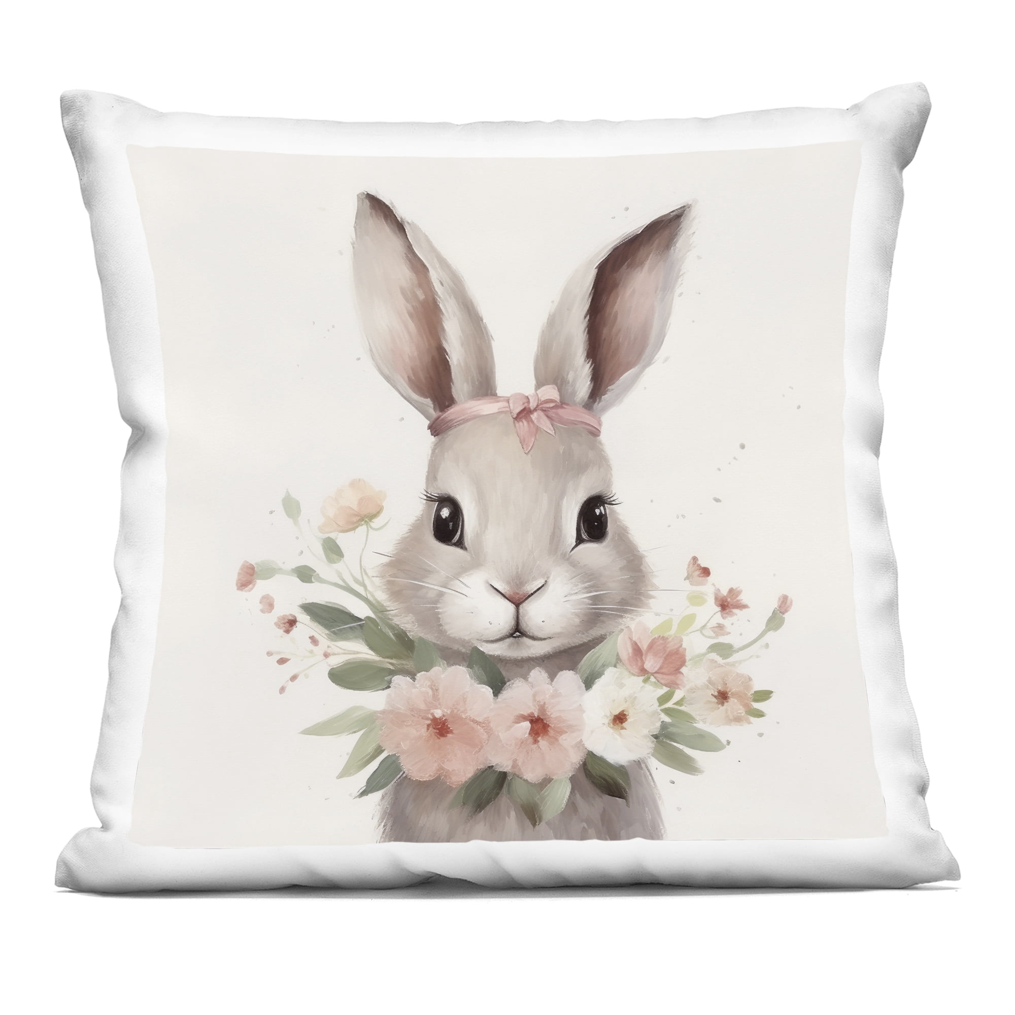 Stupell Industries Girly Floral Rabbit Decorative Printed Throw Pillow, design by Lazar Studio