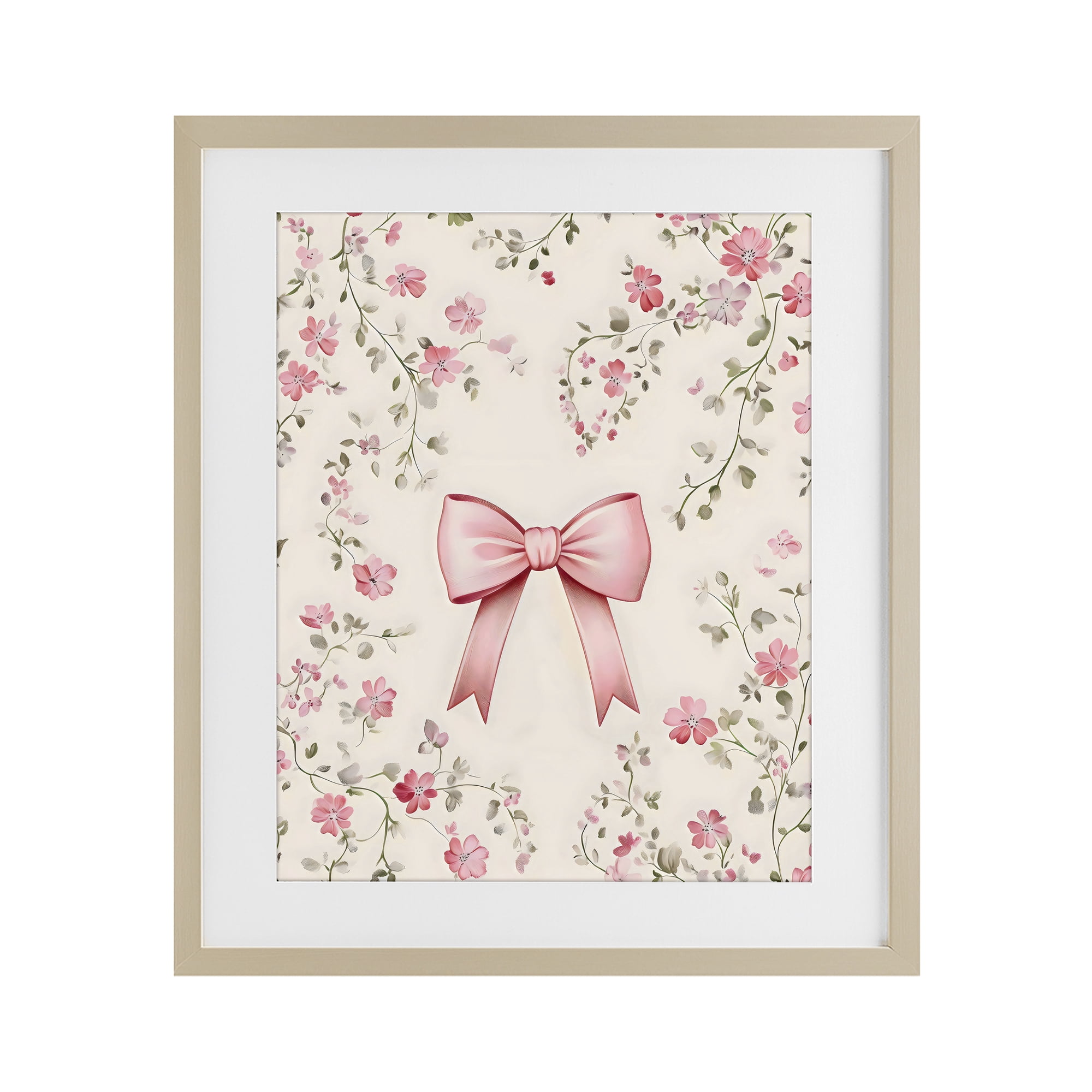 Stupell Industries Girly Ribbon Bow Birch Framed Print Under Glass, design by Arlington Prints