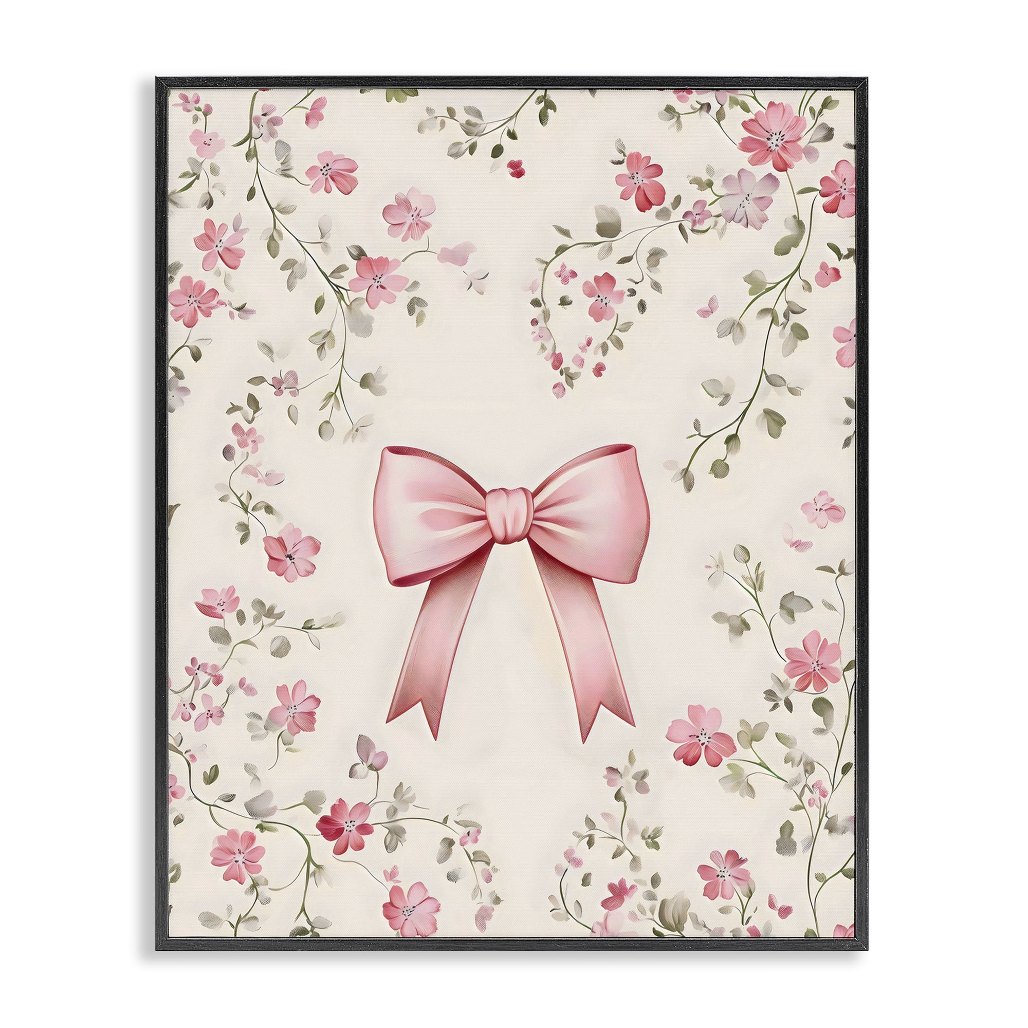 Stupell Industries Girly Ribbon Bow Black Framed Giclee Art, design by Arlington Prints