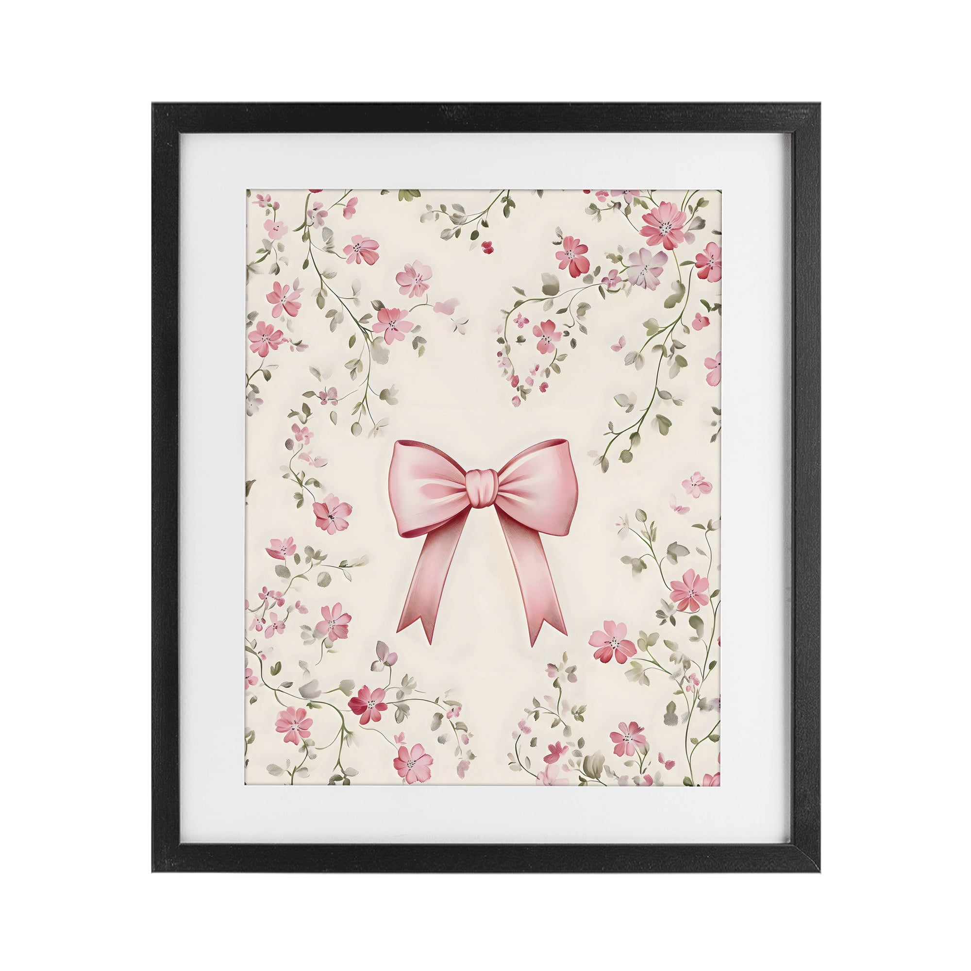 Stupell Industries Girly Ribbon Bow Black Framed Print Under Glass, design by Arlington Prints