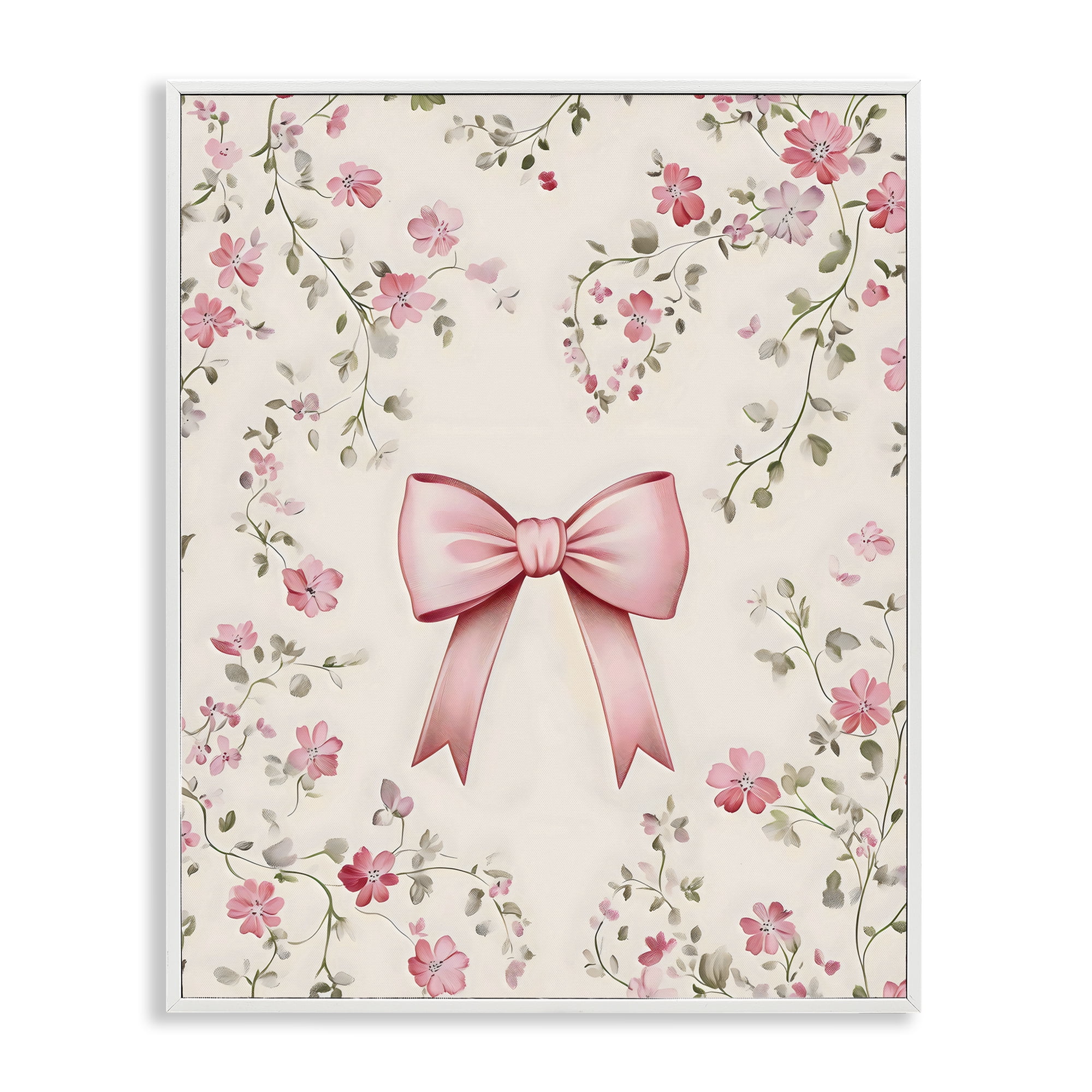 Stupell Industries Girly Ribbon Bow White Framed Giclee Art, design by Arlington Prints