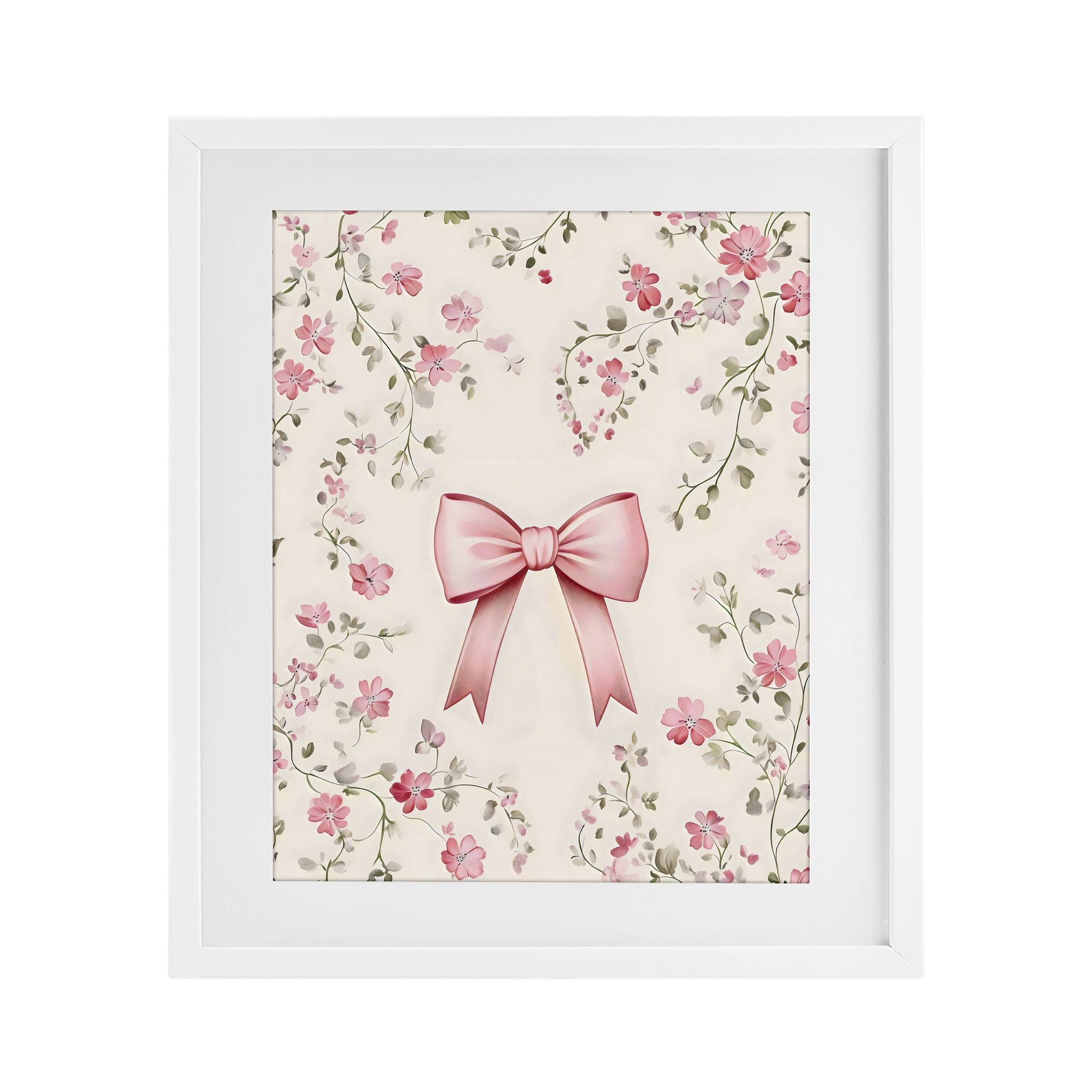Stupell Industries Girly Ribbon Bow White Framed Print Under Glass, design by Arlington Prints