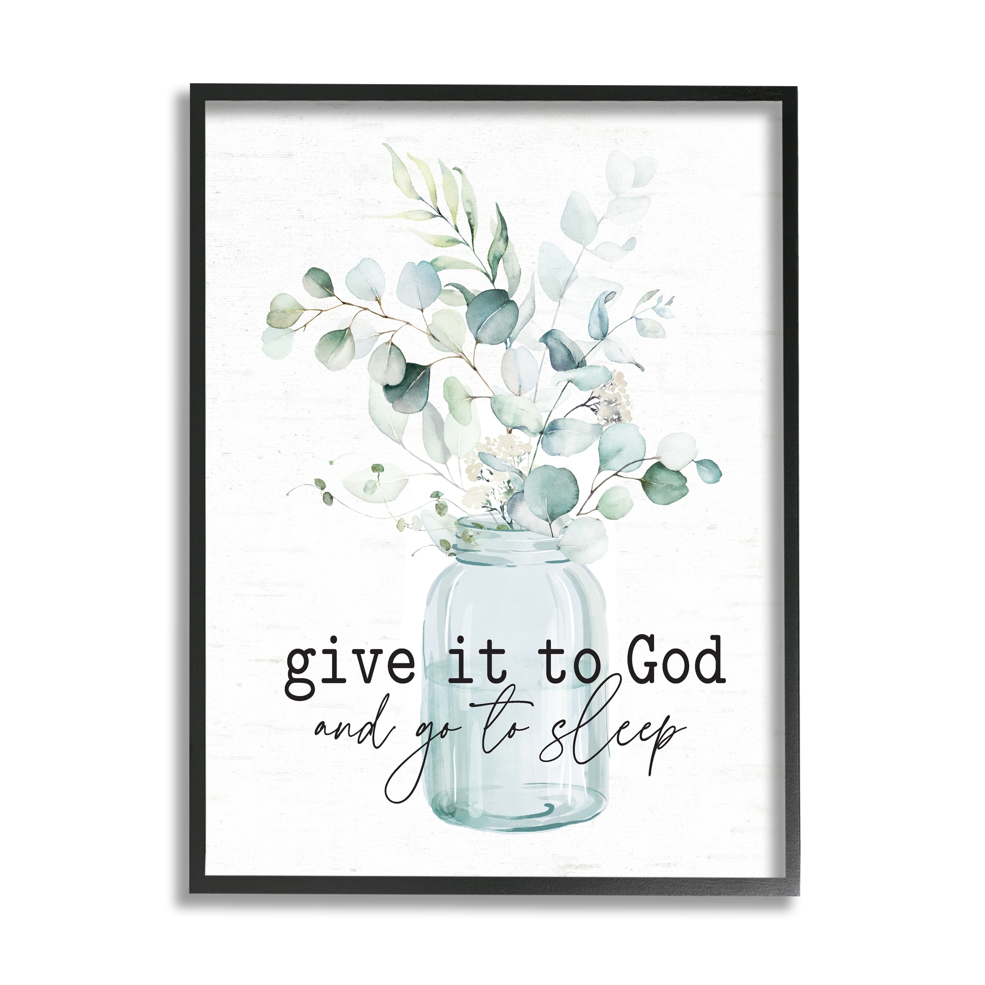 Stupell Industries Give It To God Varied Botanical Plants Bouquet Graphic Art Black Framed Art Print Wall Art, Design by Lettered and Lined