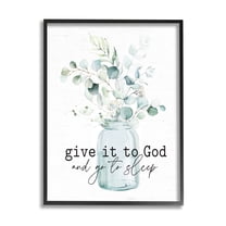 Stupell Industries Give It To God Varied Botanical Plants Bouquet Graphic Art Black Framed Art Print Wall Art, Design by Lettered and Lined