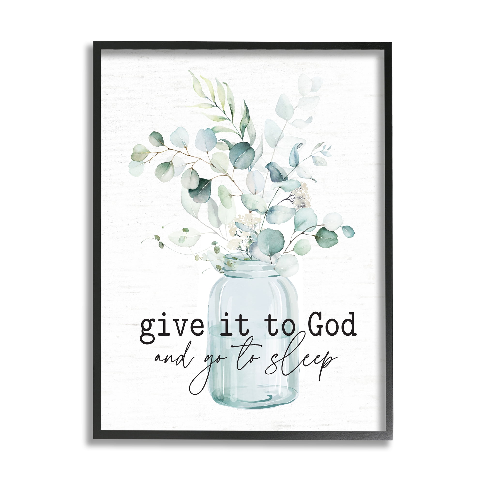 Stupell Industries Give It To God Varied Botanical Plants Bouquet Graphic Art Black Framed Art Print Wall Art, Design by Lettered and Lined