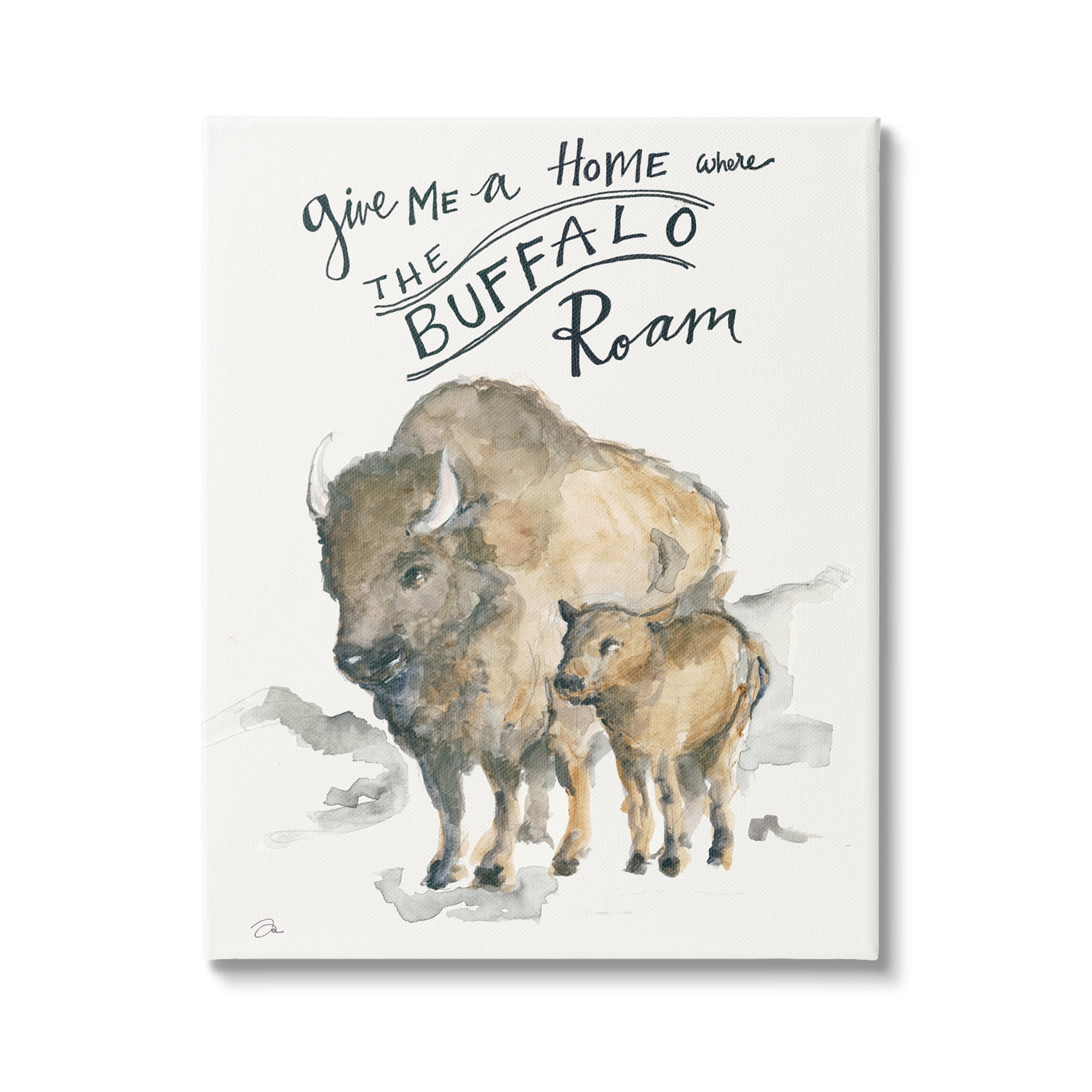 Stupell Industries Give Me A Home Phrase Buffalo Wild West Animal,36 x 48, Design by Jessica Mingo