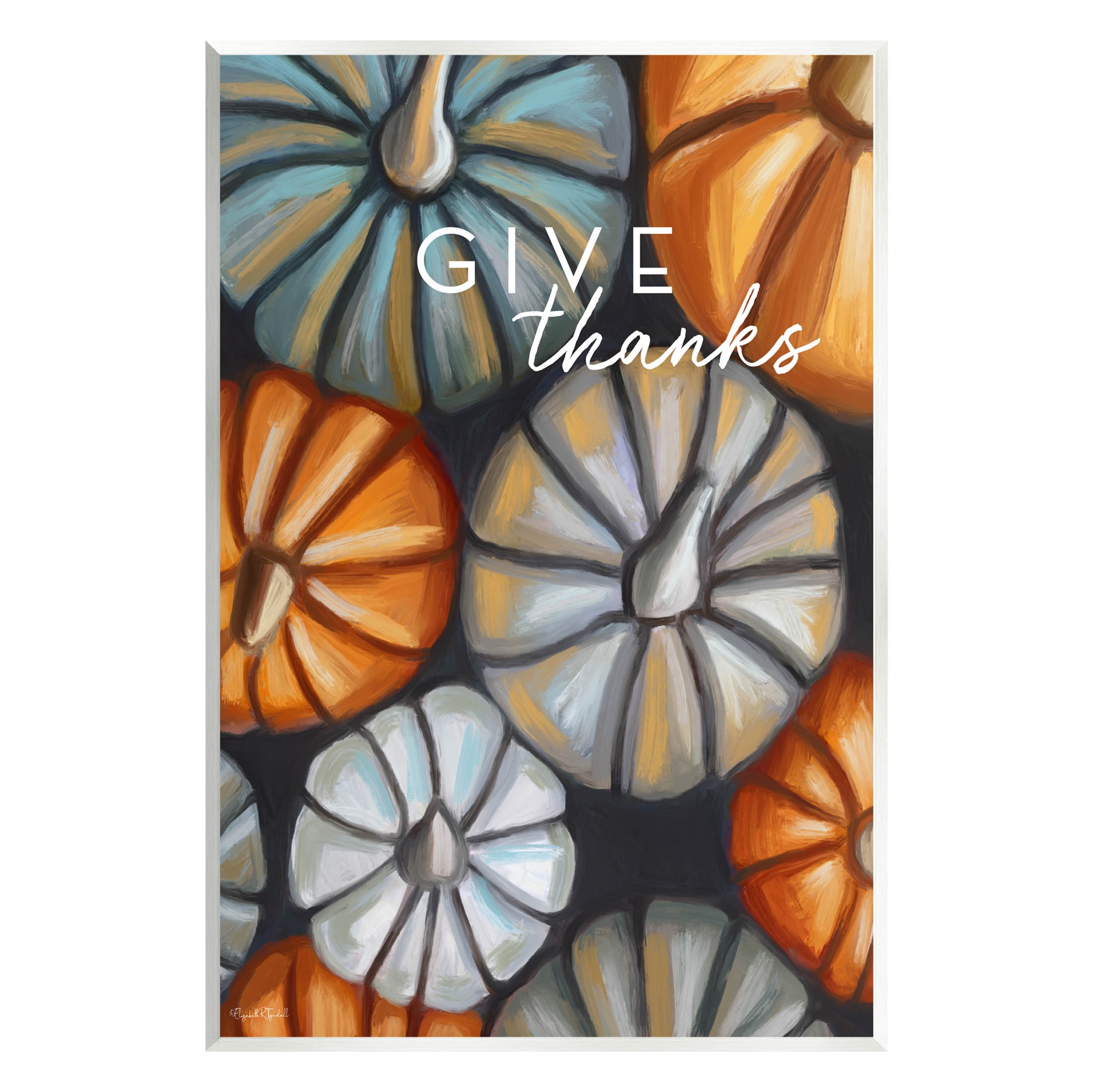 Stupell Industries Give Thanks Autumn Phrase Graphic Art Unframed Art Print Wall Art, Design by Elizabeth Tyndall