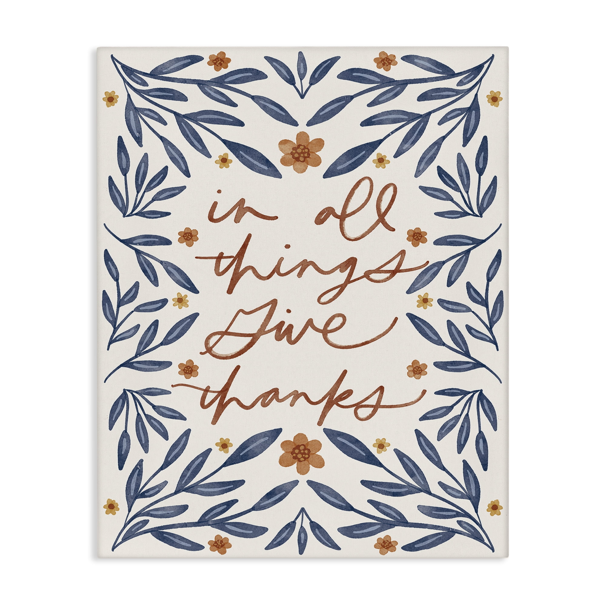 Stupell Industries Give Thanks Botanical Plants & Flowers Painting Wrapped Canvas Art Print Wall Art, 16 x 20