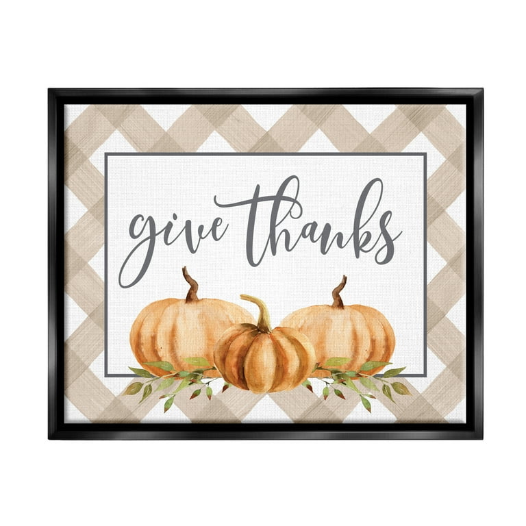 Give Thanks Pumpkins Black Framed Print Wall Art Give Thanks Pumpkins Black Framed Print Wall Art