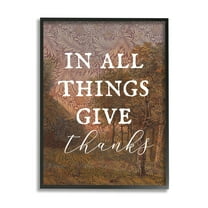 Stupell Industries Give Thanks Nature Pattern Nature Painting Black Framed Art Print Wall Art, 11 x 14