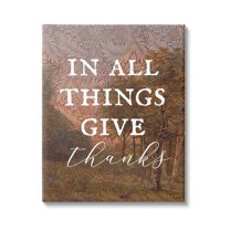 Stupell Industries Give Thanks Nature Pattern Nature Painting Gallery Wrapped Canvas Print Wall Art, 16 x 20