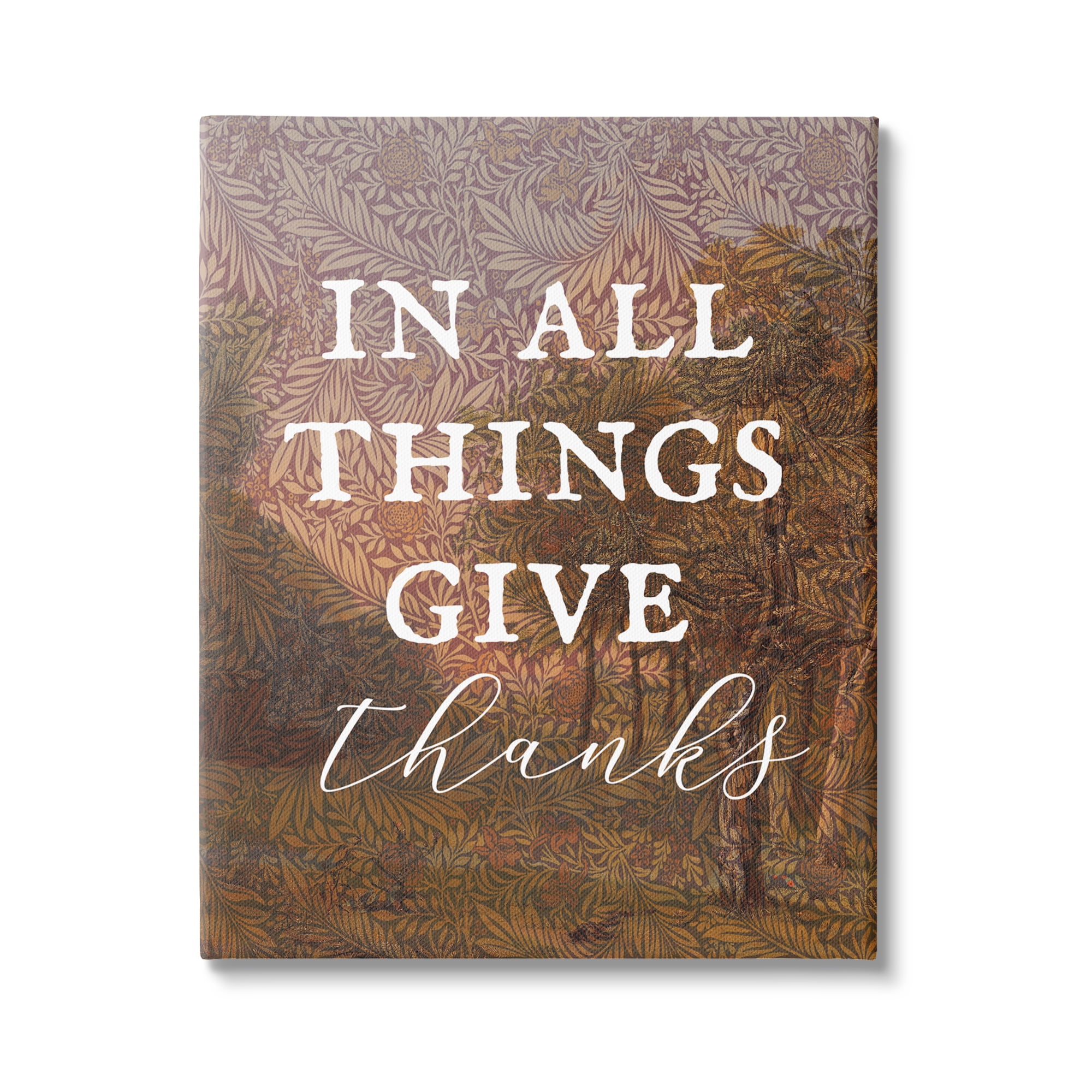 Stupell Industries Give Thanks Nature Pattern Nature Painting Gallery Wrapped Canvas Print Wall Art, 36 x 48