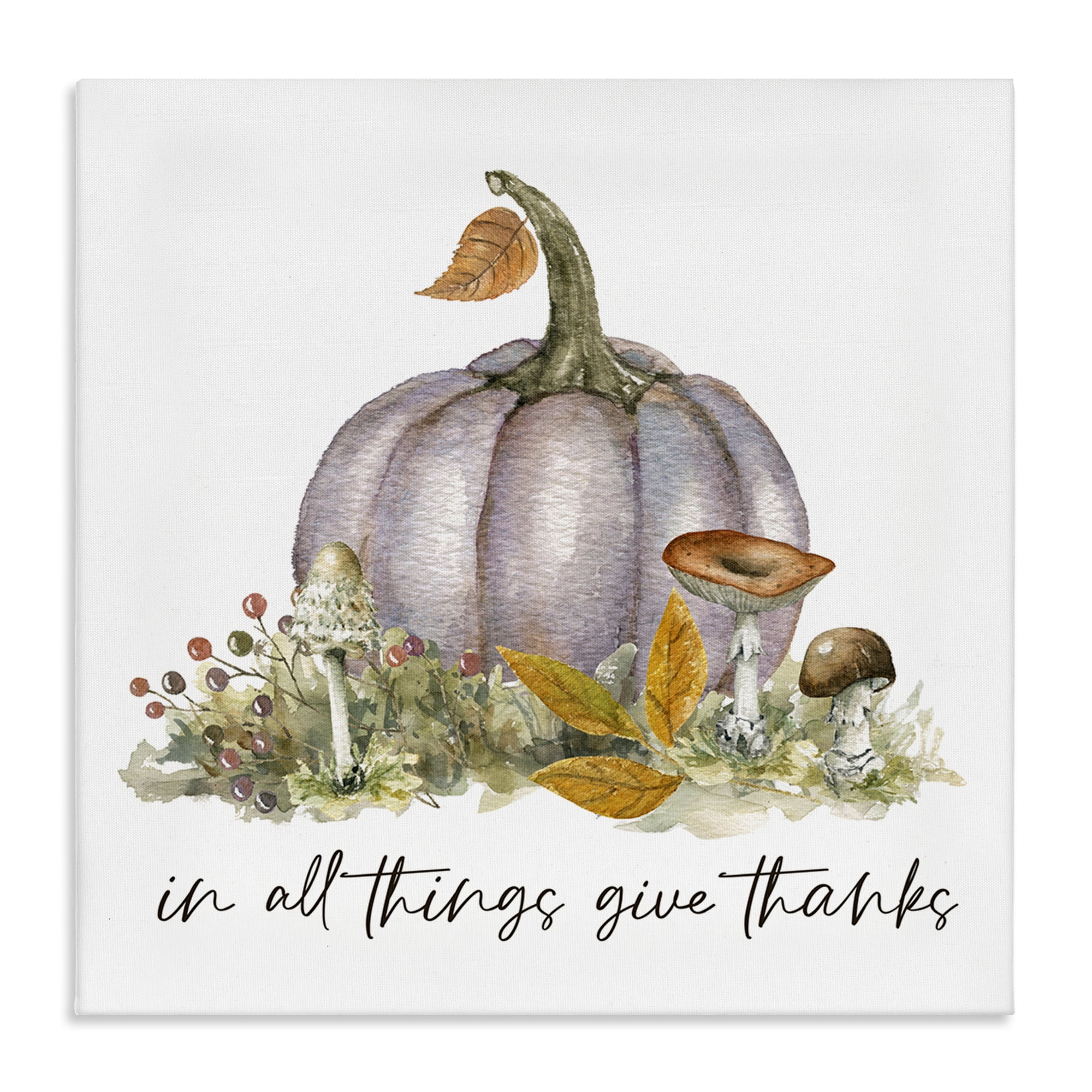 Stupell Industries Give Thanks Pumpkins Botanical & Floral Painting Gallery Wrapped Canvas Art Prints Wall Art, 30 x 30