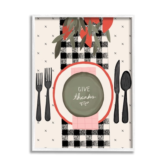 Stupell Industries Give Thanks Sentiments Holiday Festive Table Setting, 11 x 14, Designed by Jess Bruggink
