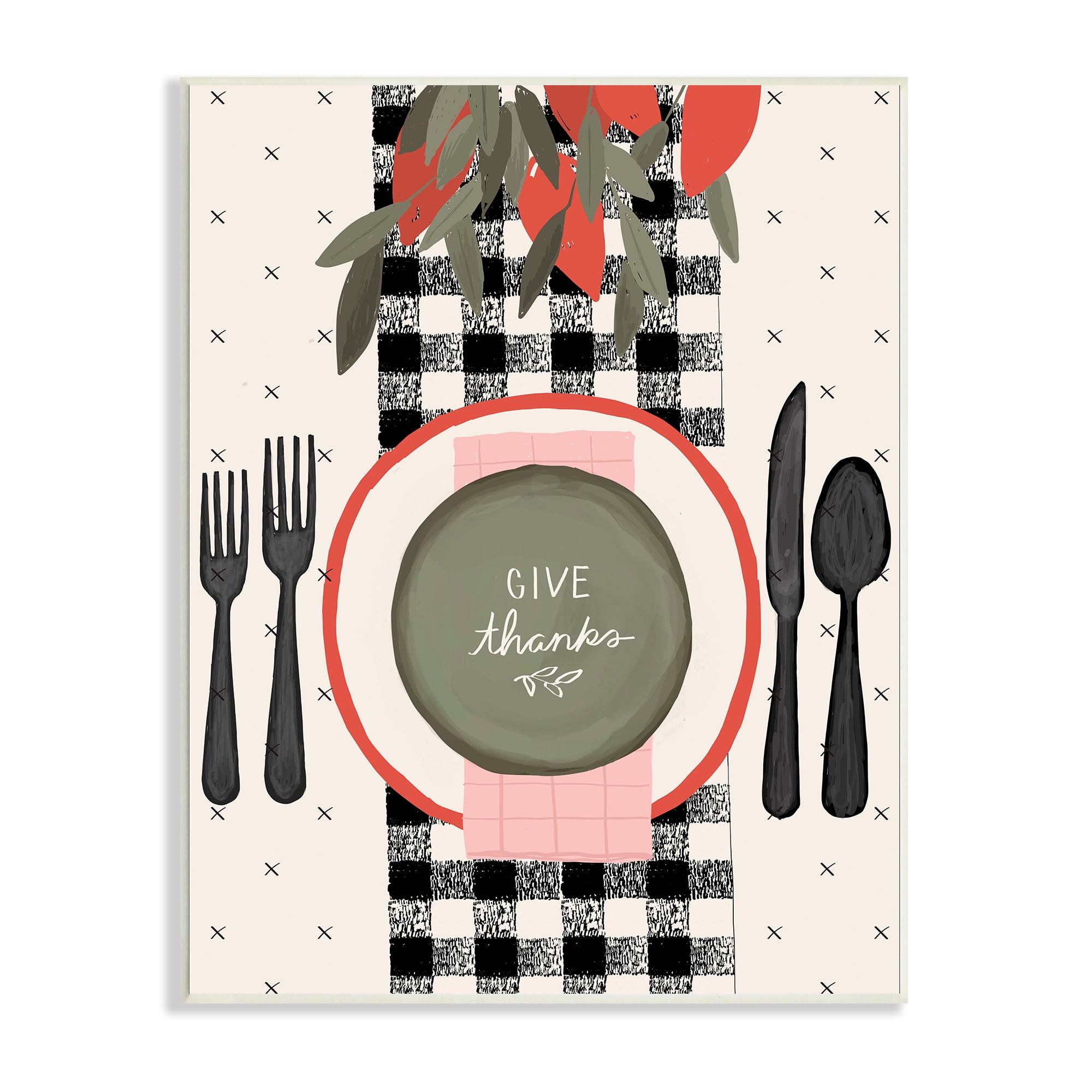 Stupell Industries Give Thanks Sentiments Holiday Festive Table Setting, 13 x 19, Designed by Jess Bruggink