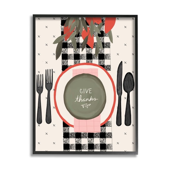 Stupell Industries Give Thanks Sentiments Holiday Festive Table Setting, 16 x 20, Designed by Jess Bruggink