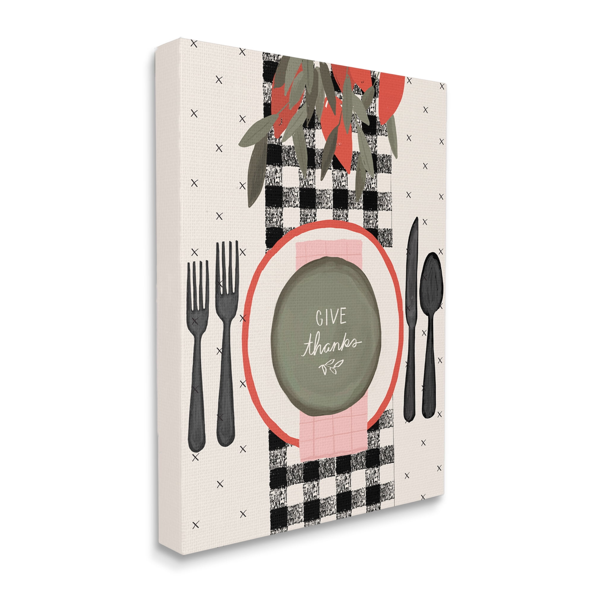 Stupell Industries Give Thanks Sentiments Holiday Festive Table Setting, 36 x 48, Designed by Jess Bruggink