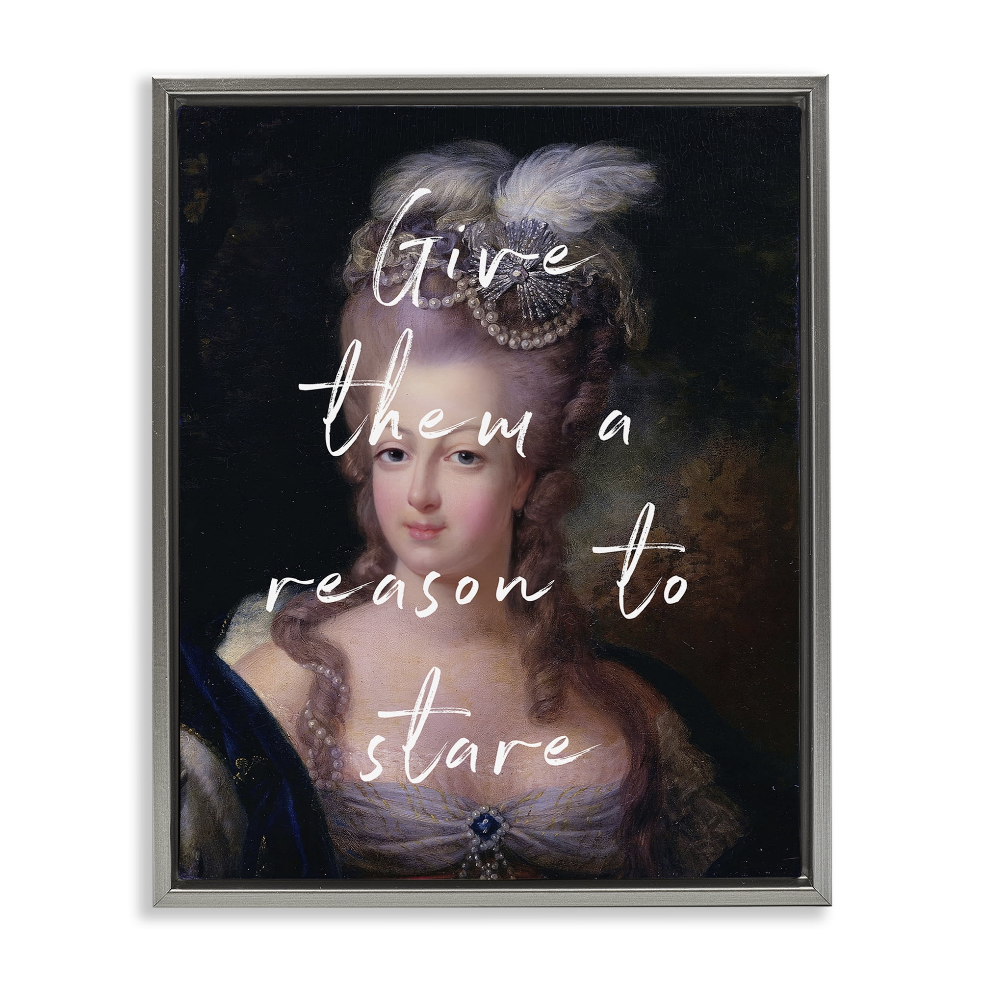 Stupell Industries Give Them A Reason To Stare Gray Framed Floater Canvas Wall Art, design by Tina LeCour