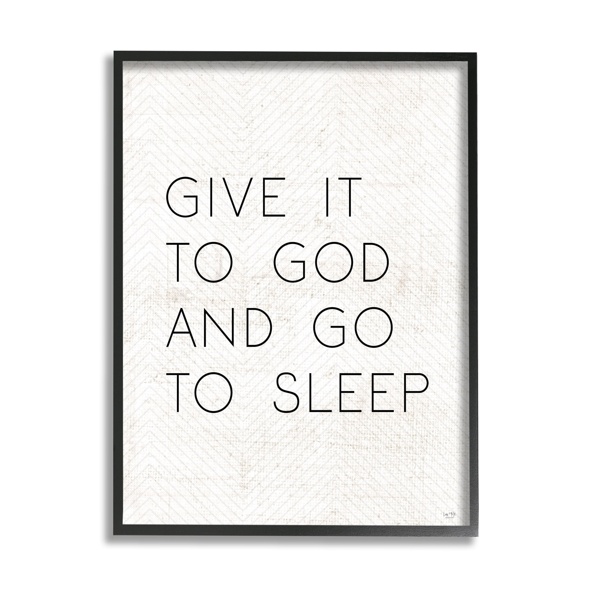Stupell Industries Give it to God and Sleep Faith Based Bedroom Quote Framed Wall Art Design by LUX + Me Designs, 24" x 30", Black Framed