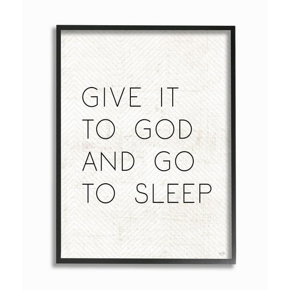 Stupell Industries Give it to God and Sleep Faith Based Bedroom Quote Typography Painting Black Framed Art Print Wall Art, 16 x 20