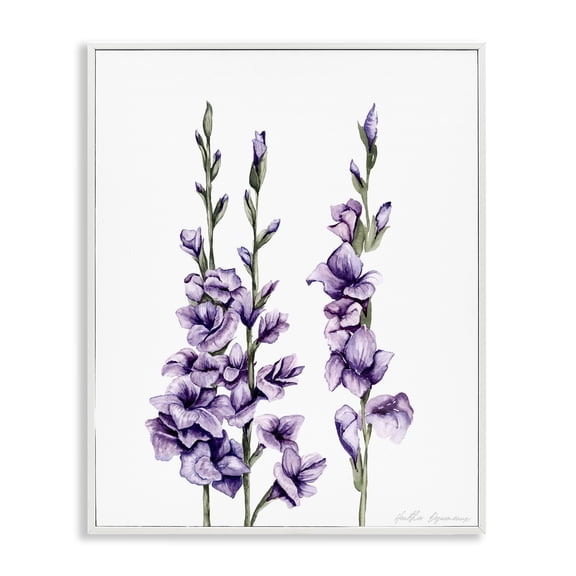 Stupell Industries Gladiolus Sprigs Trio Floral Painting White Framed Art Print Wall Art, 11 x 14