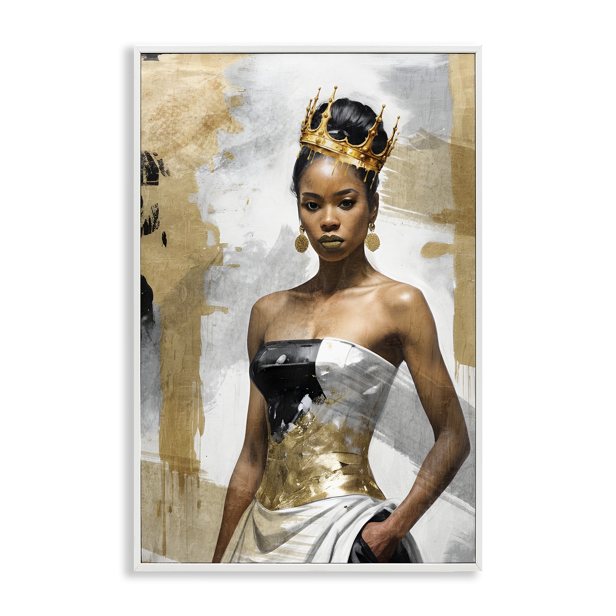 Stupell Industries Glam Abstraction Woman People Painting White Framed Art Print Wall Art, 12 x 18