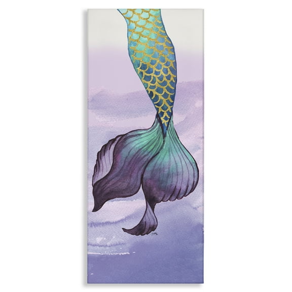 Stupell Industries Glam Accent Mermaid Tail Fairy Tales & Fantasy Painting Gallery Wrapped Canvas Art Print Wall Art, 10 x 24