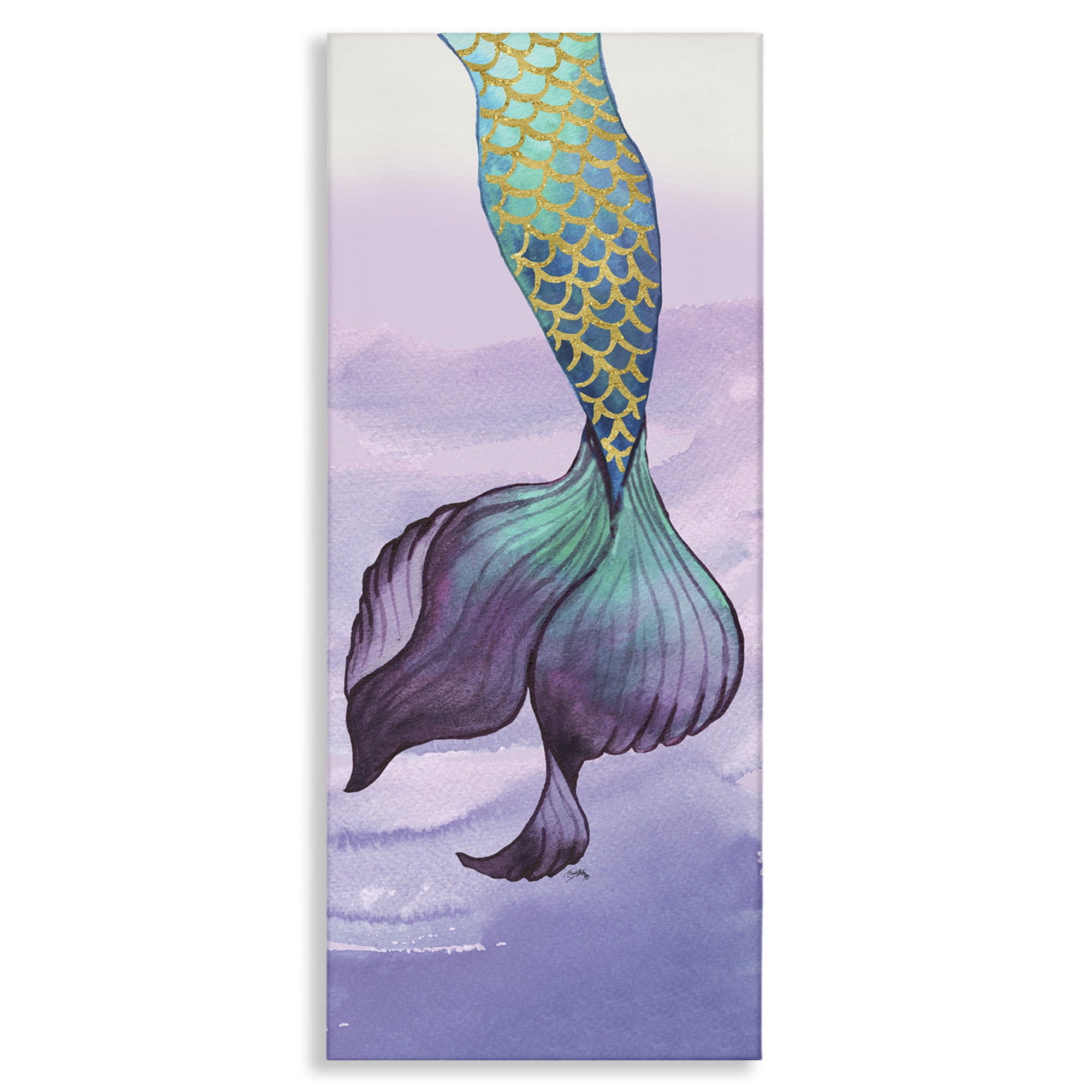 Stupell Industries Glam Accent Mermaid Tail Fairy Tales & Fantasy Painting Gallery Wrapped Canvas Art Print Wall Art, 20 x 48
