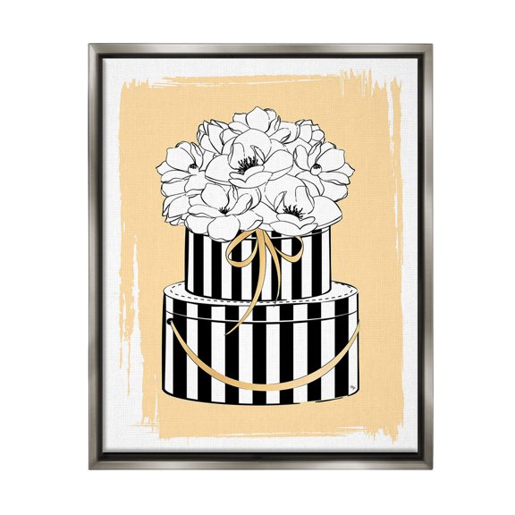 Stupell Industries Glam Accessory Boxes Botanical & Floral Painting Gray Floater Framed Canvas Art Print Wall Art, 17 x 21