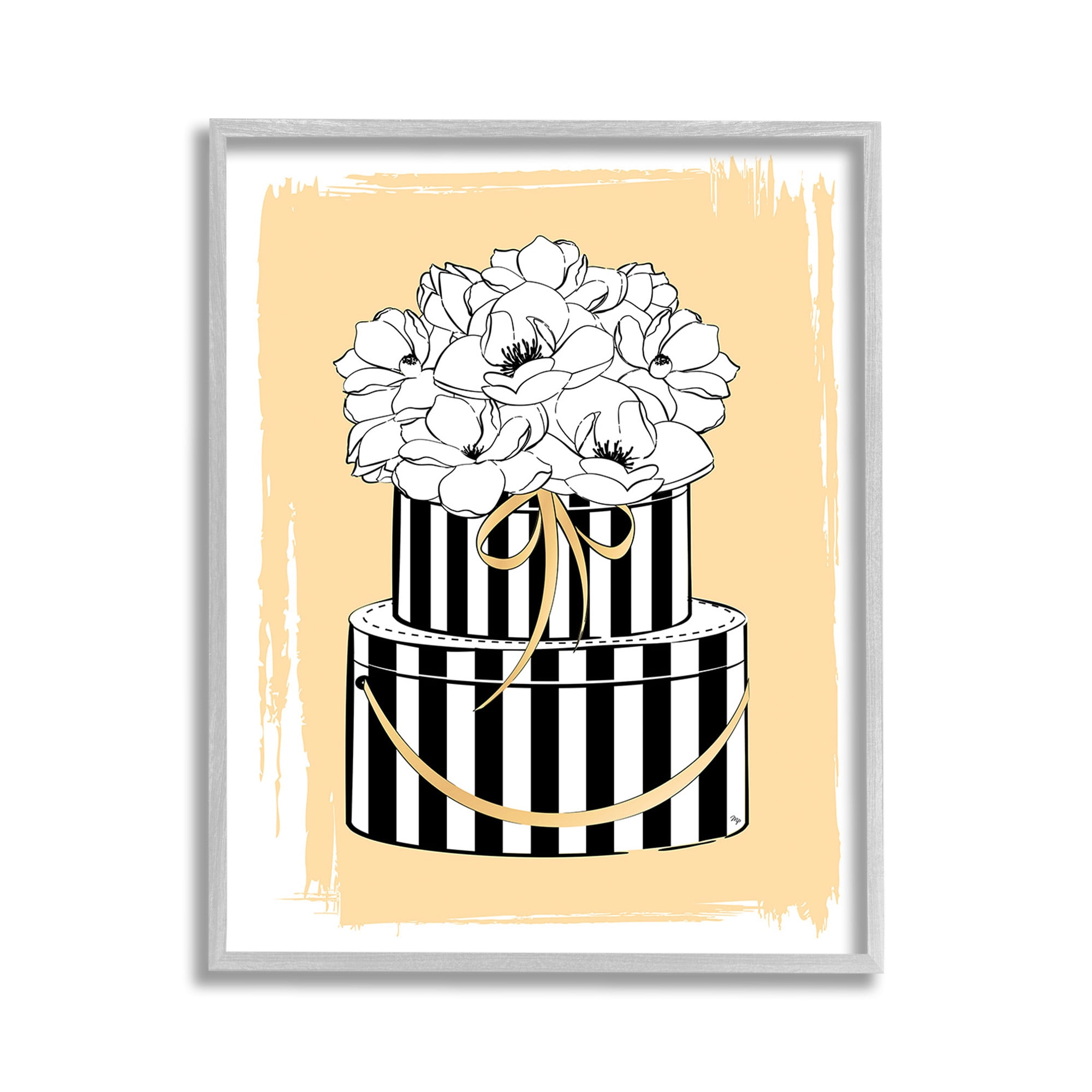 Stupell Industries Glam Accessory Boxes Botanical & Floral Painting Gray Framed Art Print Wall Art, 11 x 14