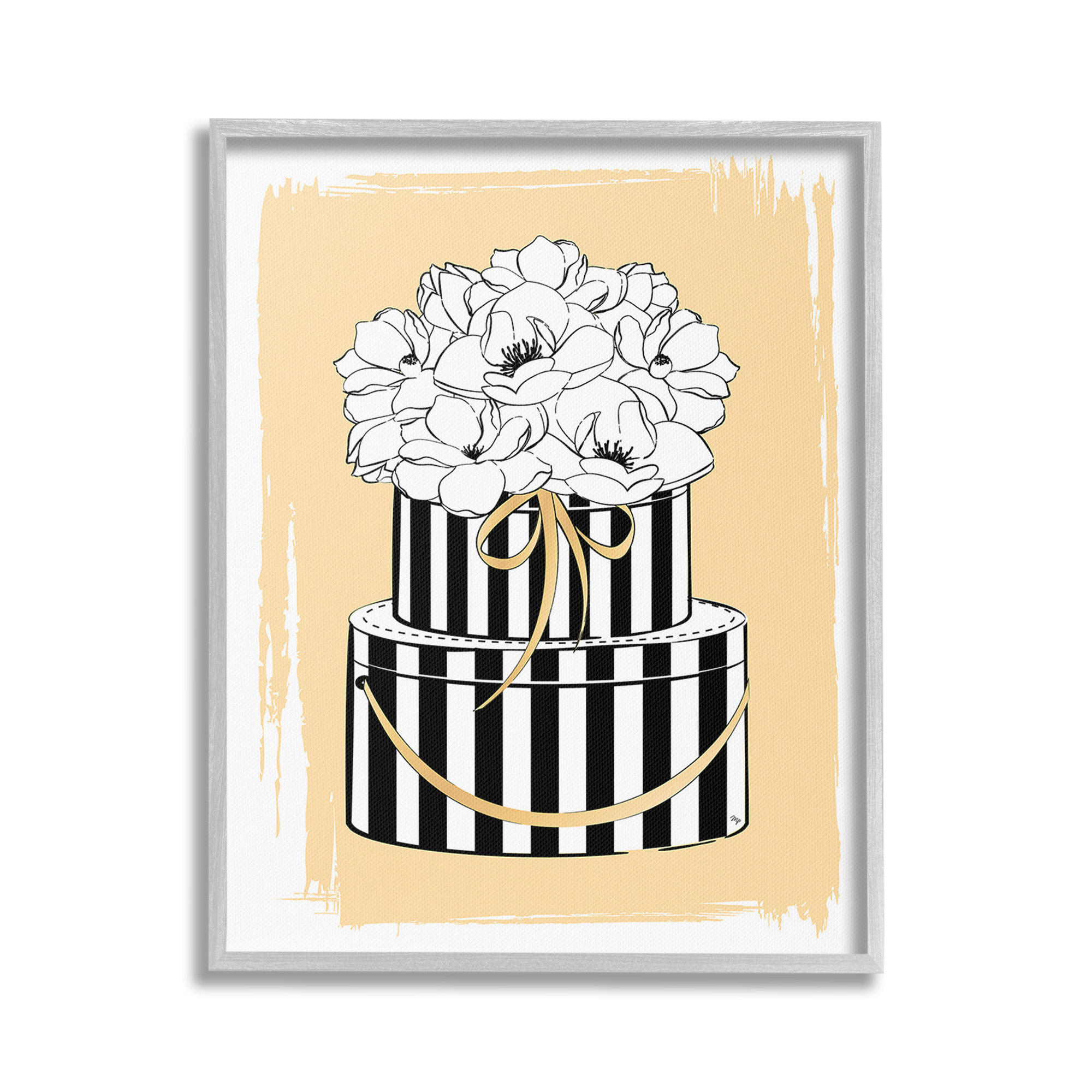 Stupell Industries Glam Accessory Boxes Botanical & Floral Painting Gray Framed Art Print Wall Art, 16 x 20