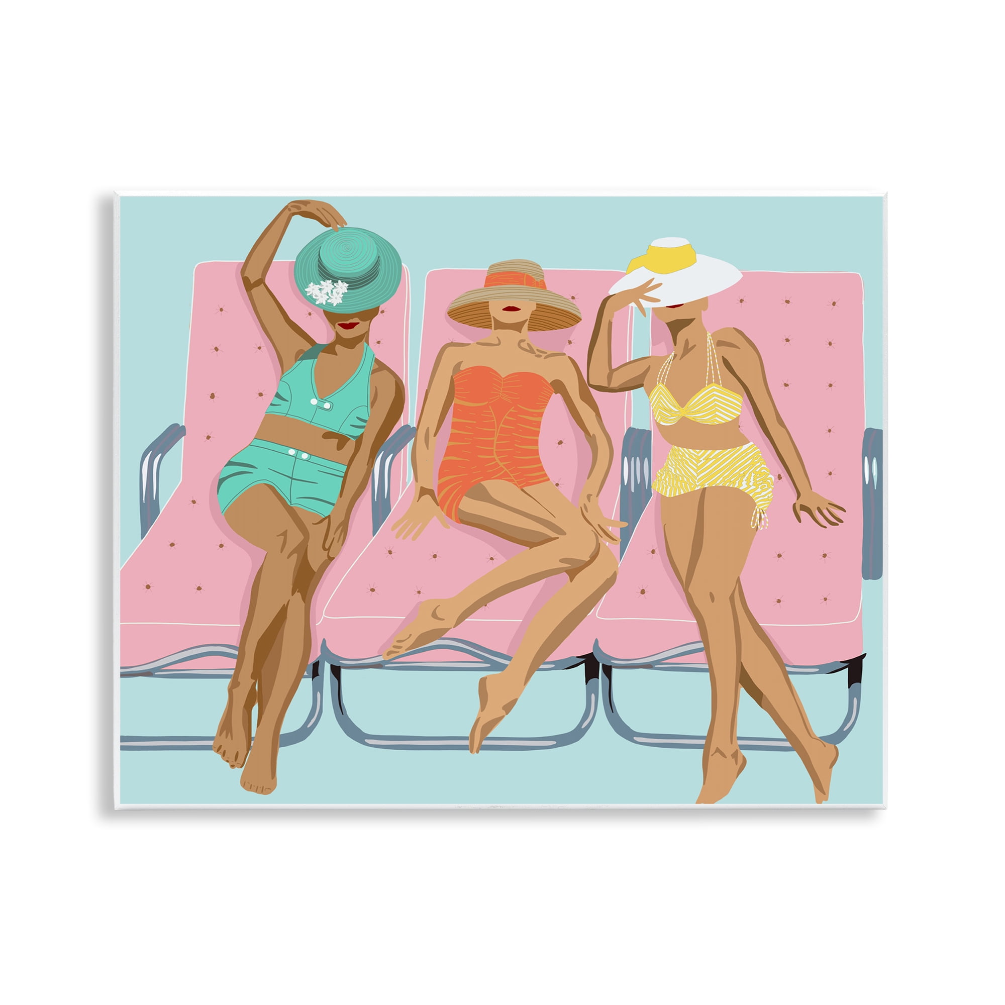Stupell Industries Glam Beach Friends Novelty Painting Unframed Art Print Wall Art, 14 x 11