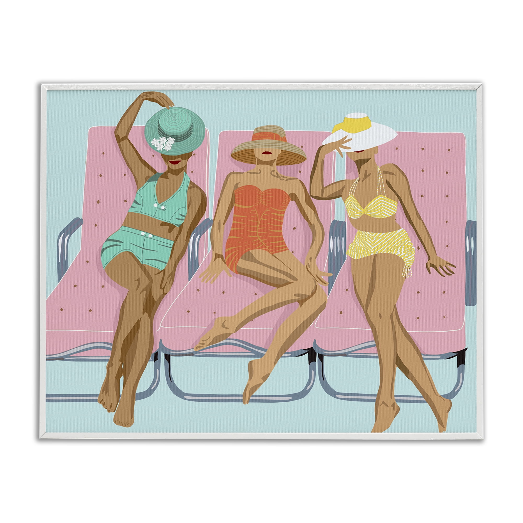 Stupell Industries Glam Beach Friends Novelty Painting White Framed Art Print Wall Art, 14 x 11