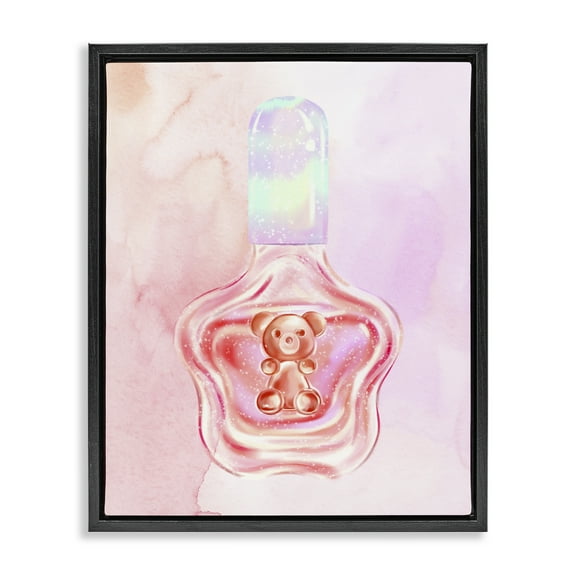 Stupell Industries Glam Bear Polish Beauty & Fashion Painting Black Floater Framed Art Print Wall Art, 17 x 21