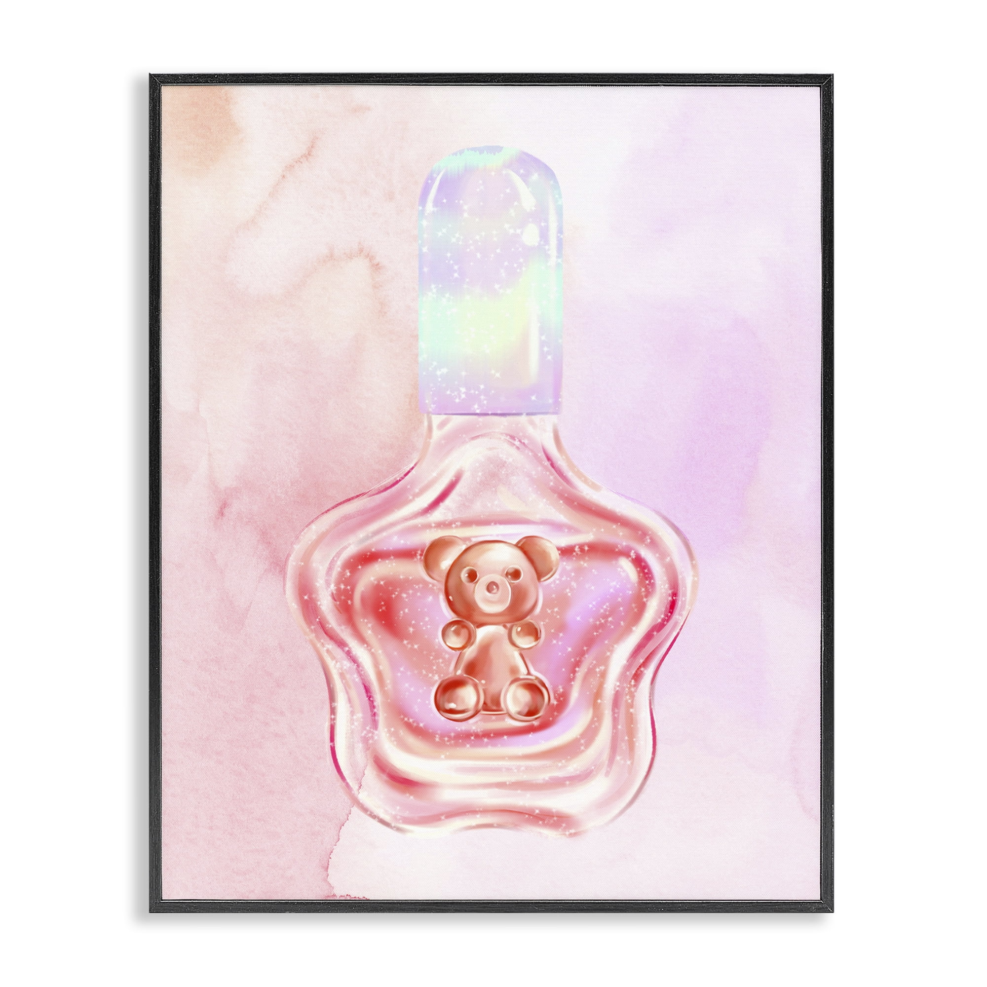 Stupell Industries Glam Bear Polish Beauty & Fashion Painting Black Framed Art Print Wall Art, 16 x 20