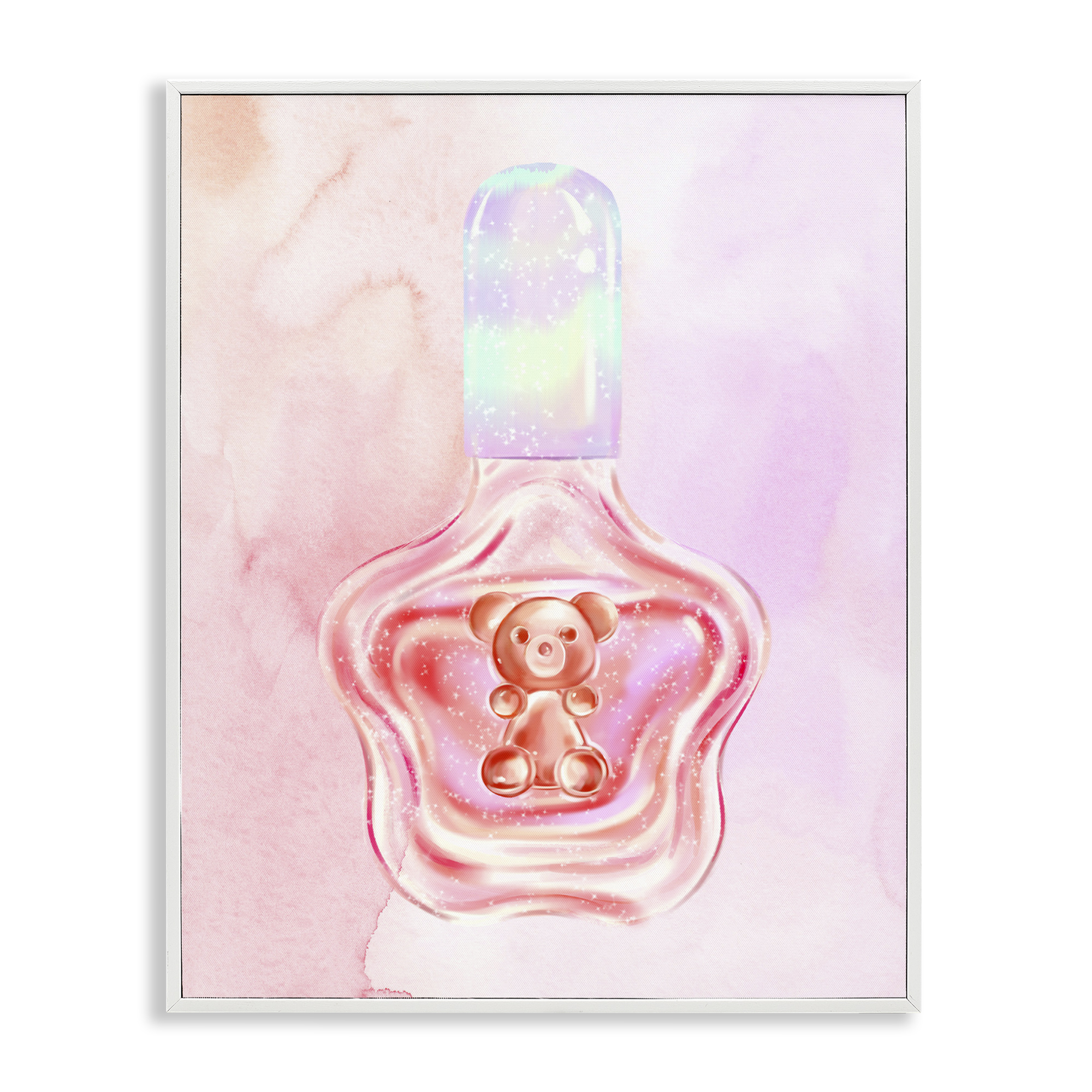 Stupell Industries Glam Bear Polish Beauty & Fashion Painting White Framed Art Print Wall Art, 24 x 30