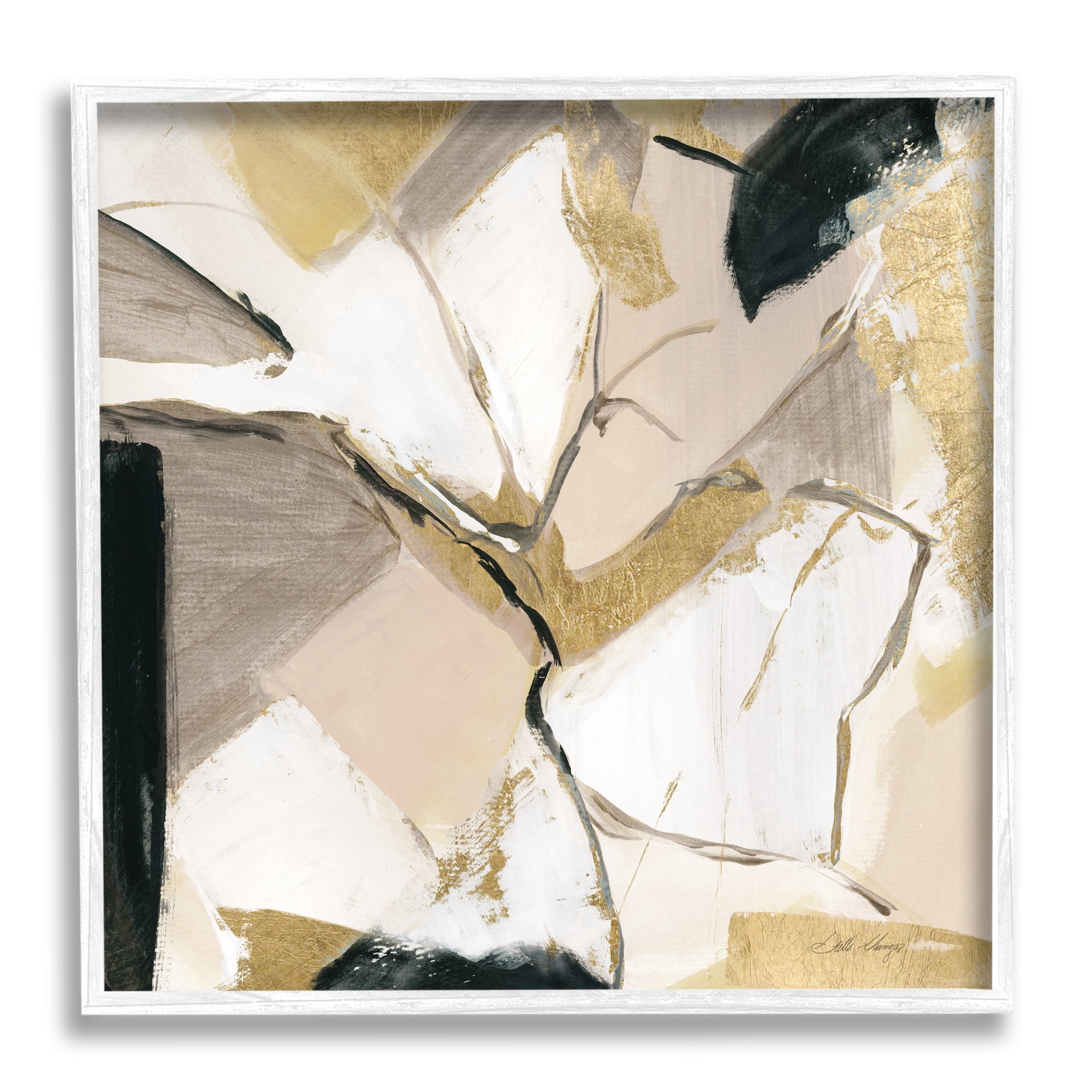 Stupell Industries Glam & Beige Abstraction Abstract Painting White Framed Art Print Wall Art, 24 x 24