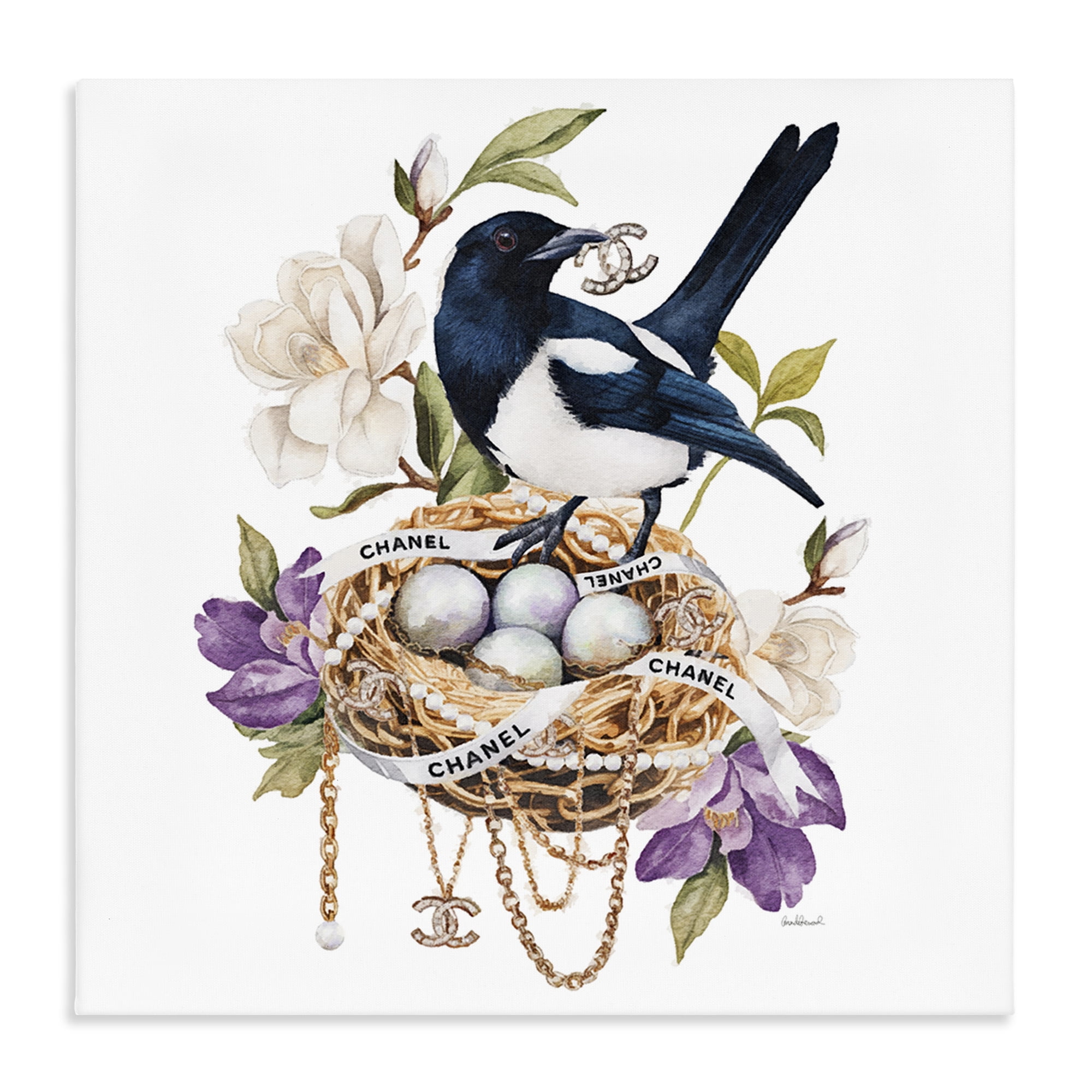 Stupell Industries Glam Birds Nest Magnolia Canvas Wall Art, design by Amanda Greenwood