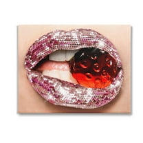 Stupell Industries Glam Biting Candy Novelty Painting Gallery Wrapped Canvas Art Print Wall Art, 20 x 16