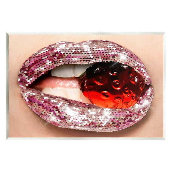 Stupell Industries Glam Biting Candy Novelty Painting Unframed Art Print Wall Art, 15 x 10