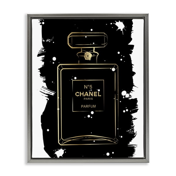 Stupell Industries Glam Black Glam Perfume Gray Floating Frame Canvas Art, 25 x 31, by Martina Pavlova