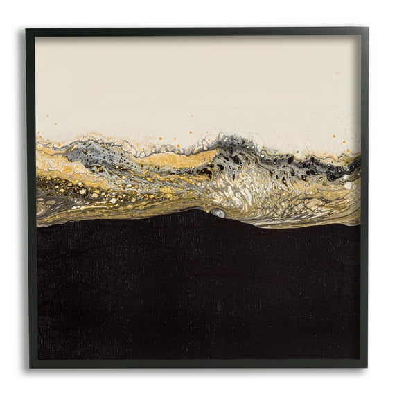 Stupell Industries Glam & Black Splash Abstract Painting Black Framed Art Print Wall Art, 17 x 17