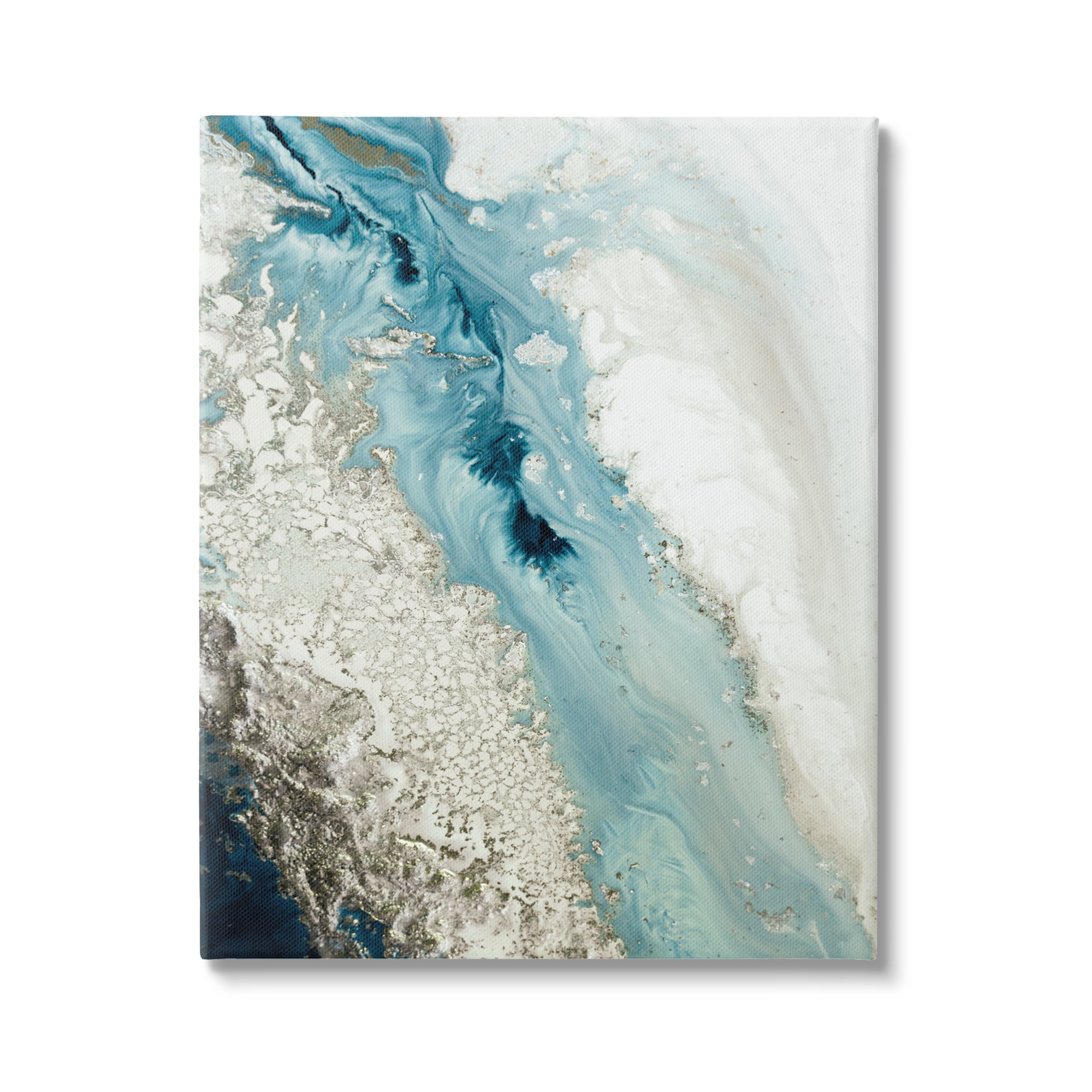 Stupell Industries Glam Blue Geode Abstract Painting Gallery Wrapped Canvas Art Print Wall Art, 36 x 48