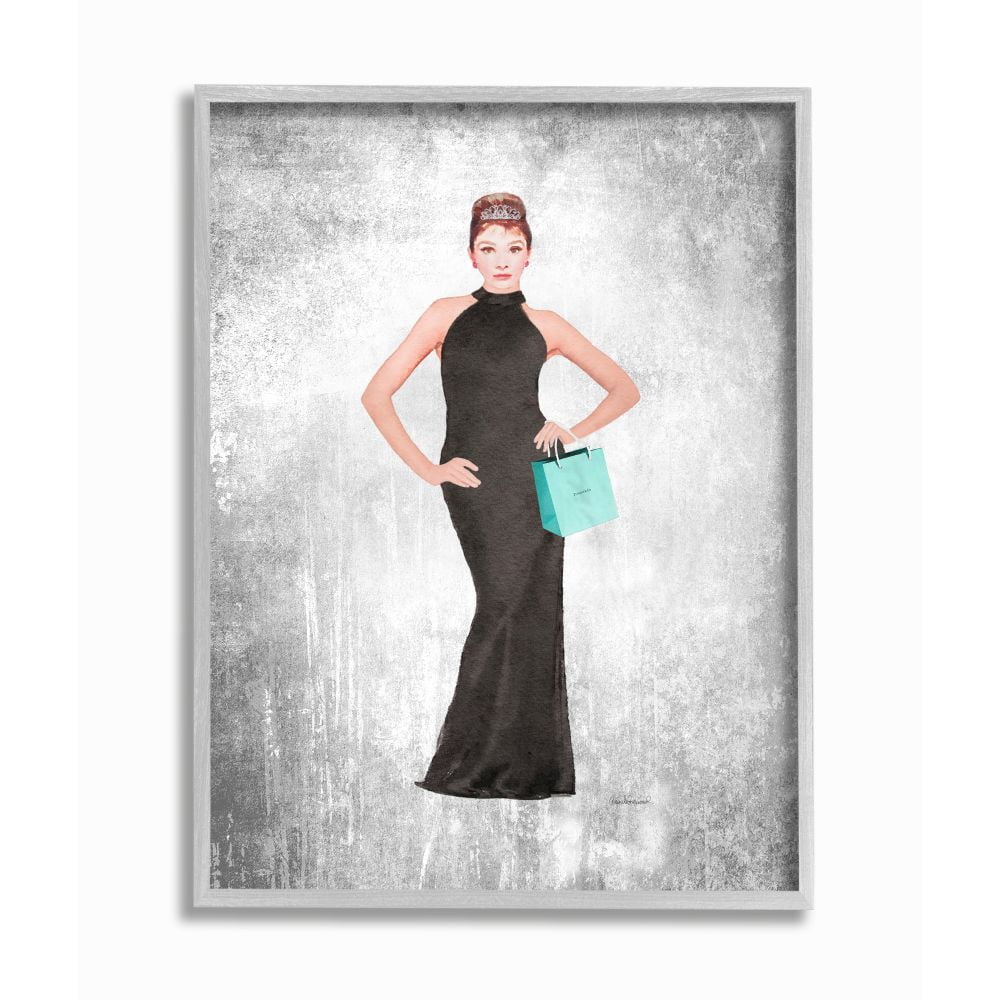 Stupell Industries Glam Blue Shopping Bag Famous Female Fashion Icon Designed by Amanda Greenwood