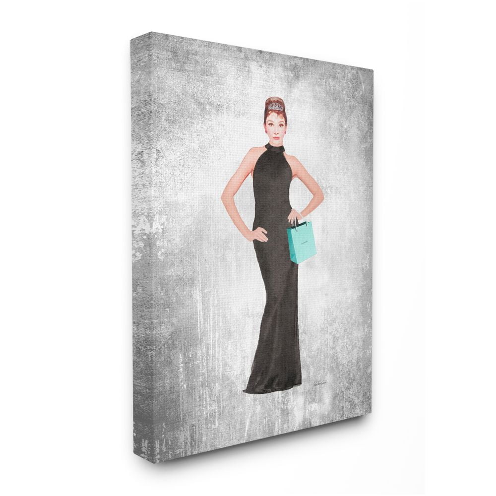 Glamorous Blue Shopping Bag Canvas Wall Art, 36 x 48