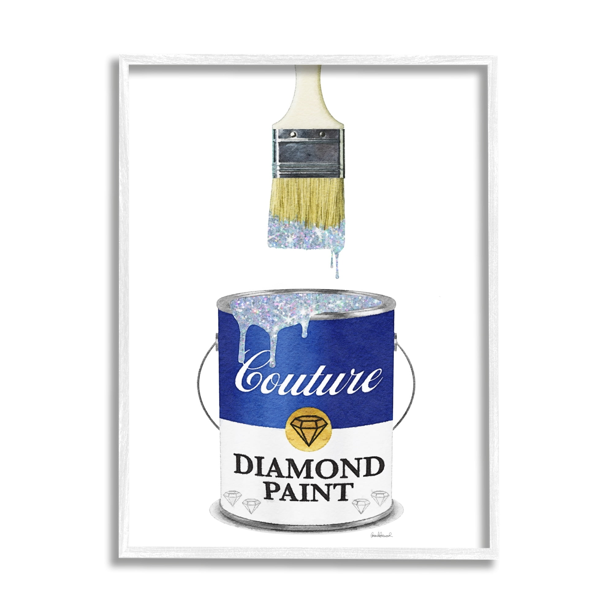 Stupell Industries Glam Bold Blue Diamond Paint Can Fashion Brush, 24 x 30, Design by Amanda Greenwood