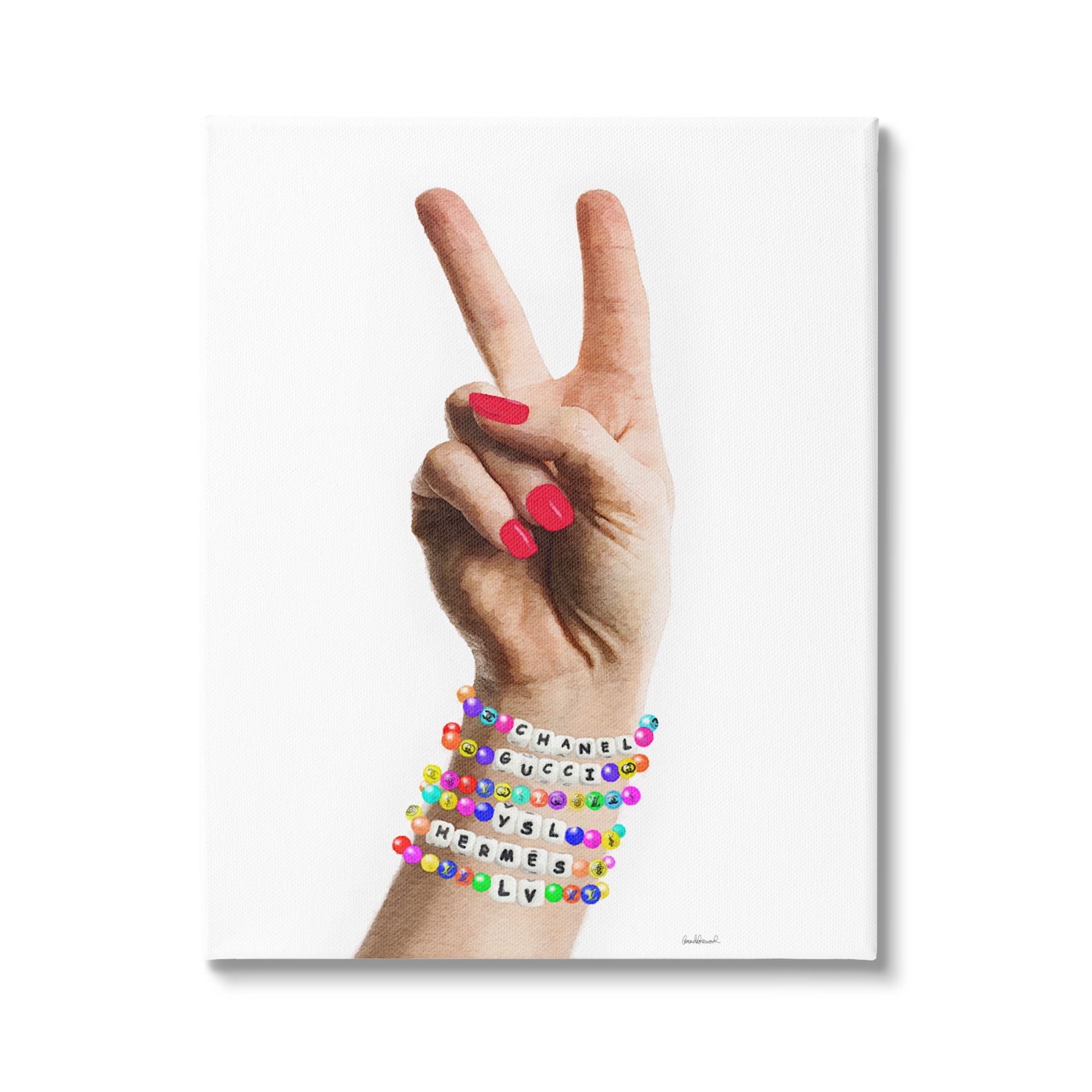 Stupell Industries Glam Bracelets Peace Sign Beauty & Fashion Painting Gallery Wrapped Canvas Art Print Wall Art, 36 x 48