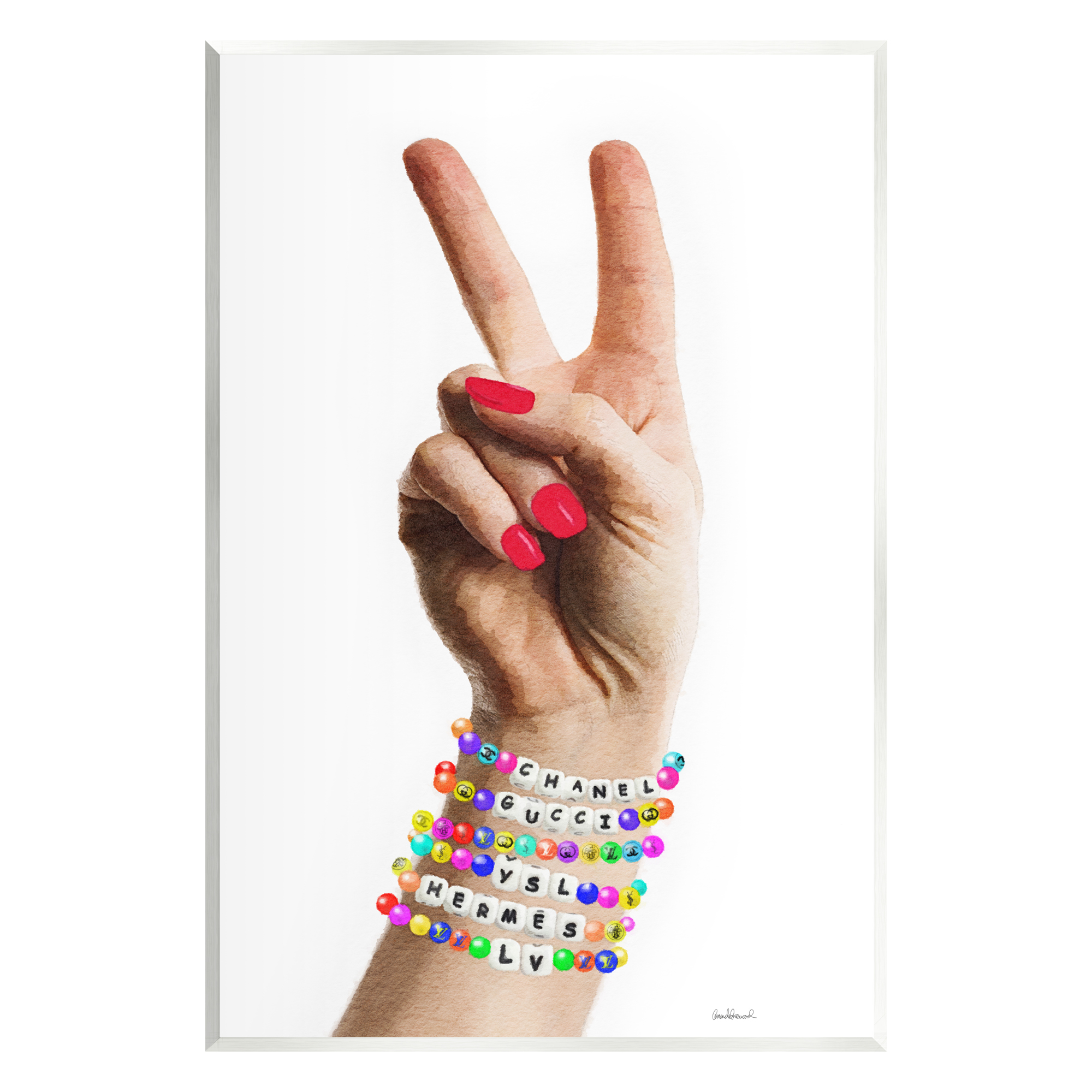 Stupell Industries Glam Bracelets Peace Sign Beauty & Fashion Painting Unframed Art Print Wall Art, 13 x 19