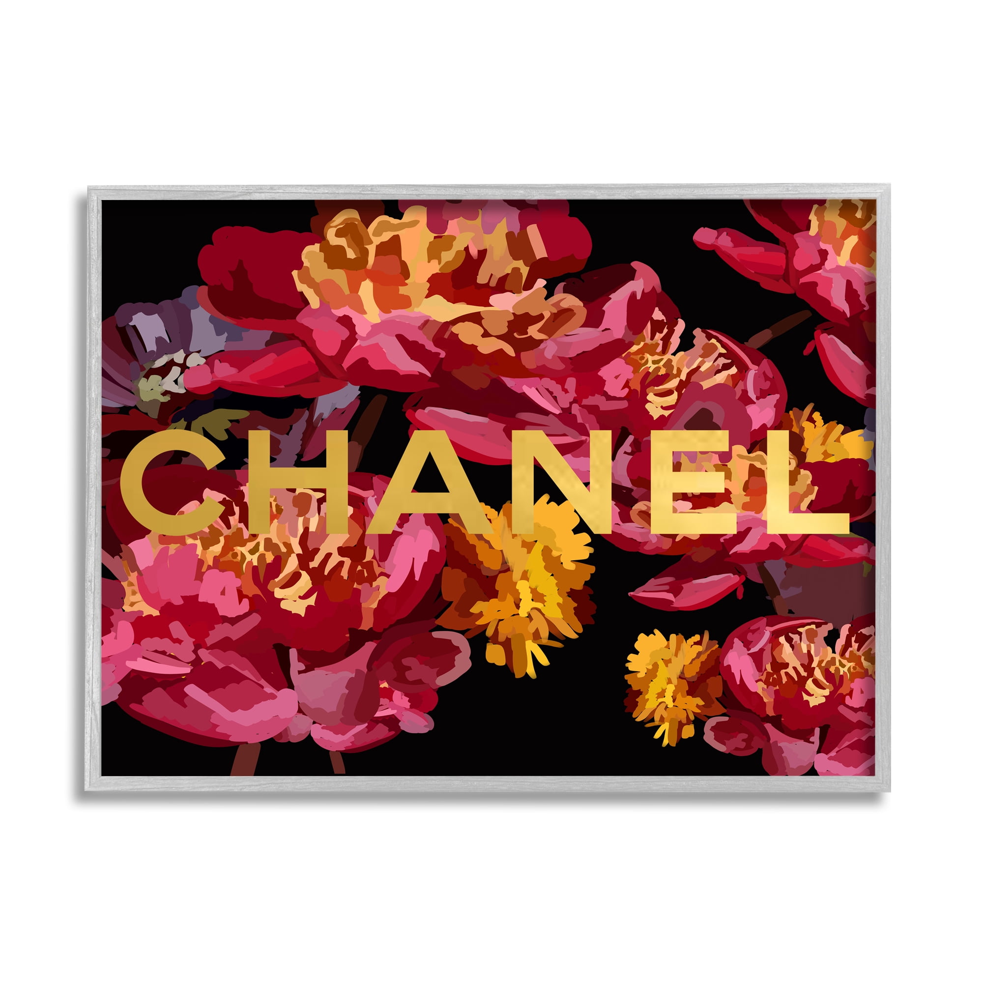 Stupell Industries Glam Brand Blossoms Botanical & Floral Painting Gray Framed Art Print Wall Art, 30 x 24
